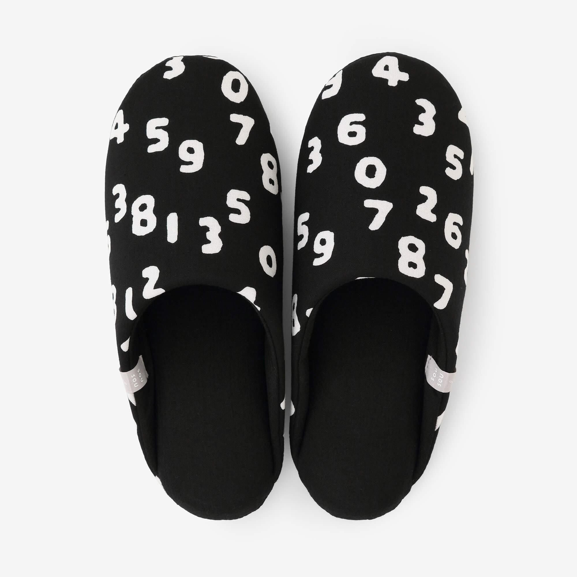 圖案紋樣室內拖鞋／SO-SU-U十數 昆 黑色