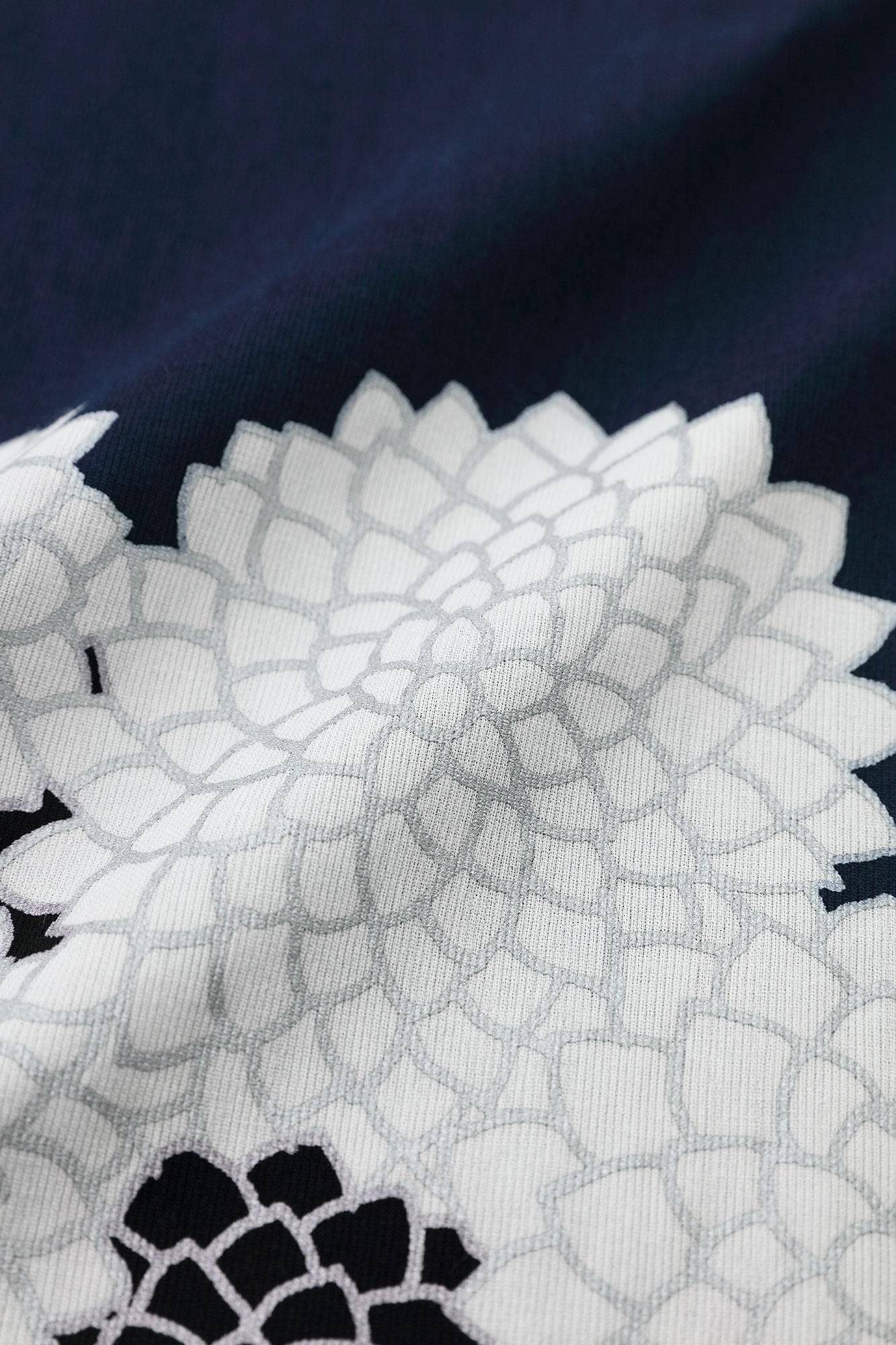 高島縮棉 40/40 方領上衣 六分袖／雲間菊 良夜