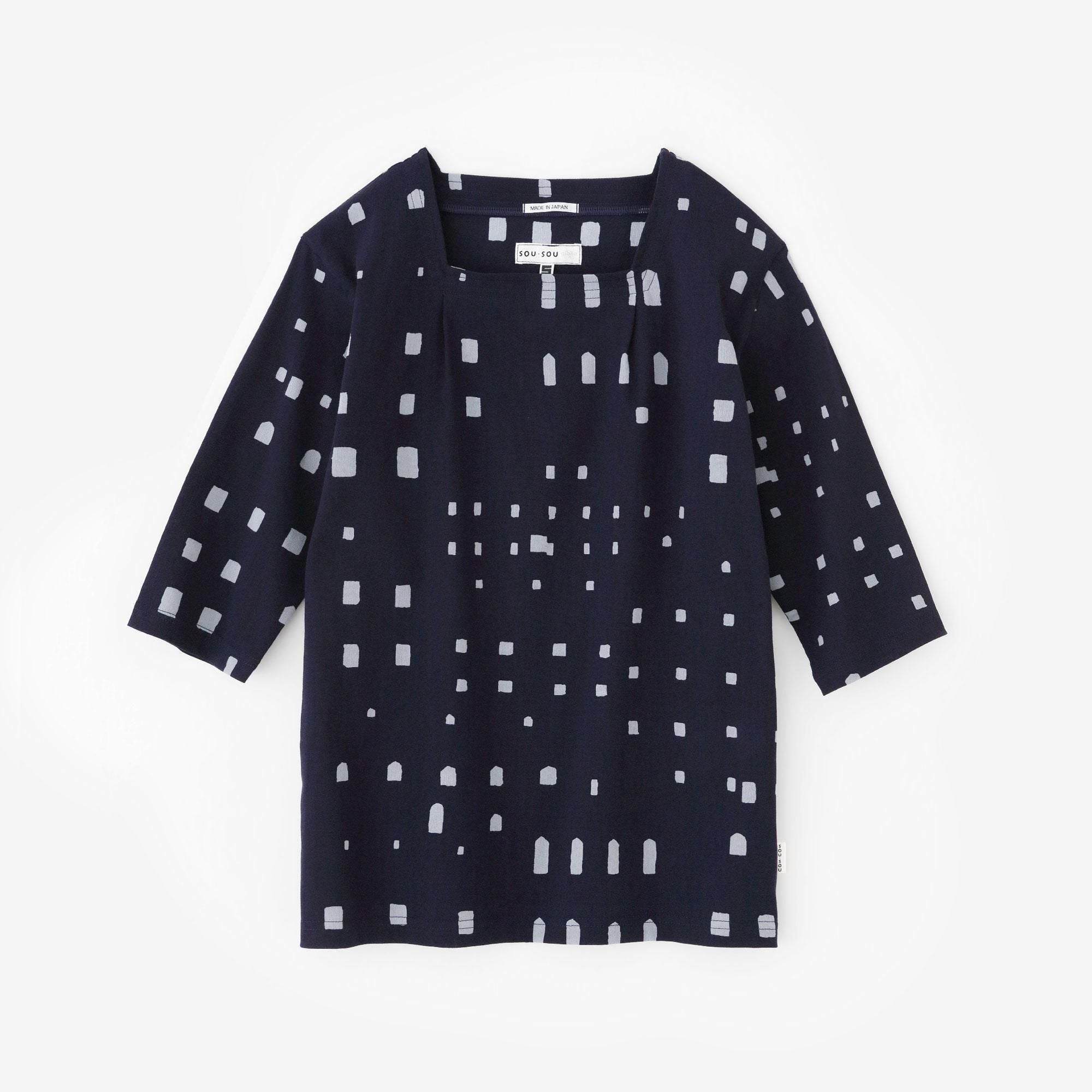 Chizimi Cotton 40/40 Square Neck Shirt Elbow Length Sleeve／Windows