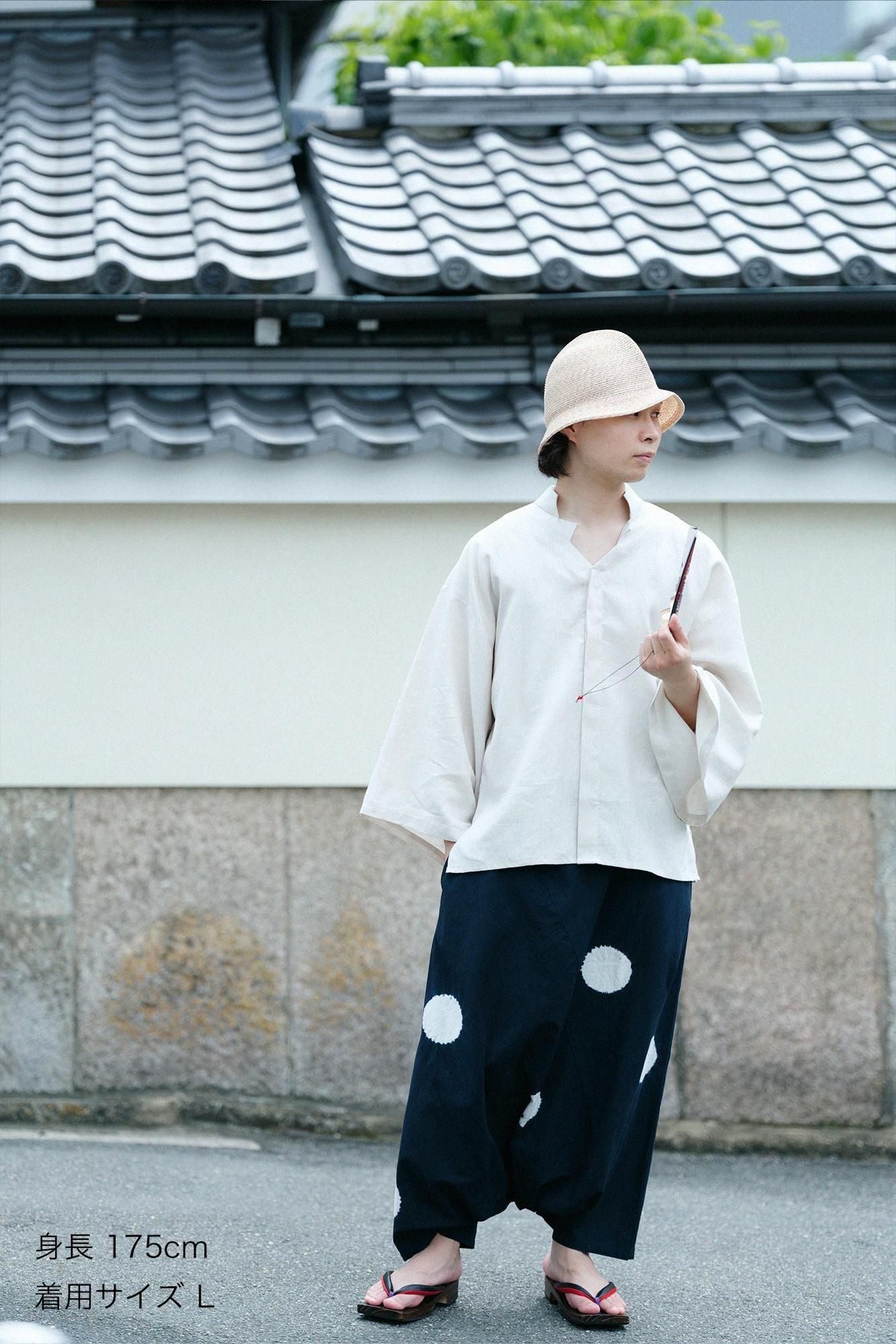 Shinkiyo Shibori Baumwollleinen Fuji/Mizutamai große Tupfen Nubairo x Kijiro