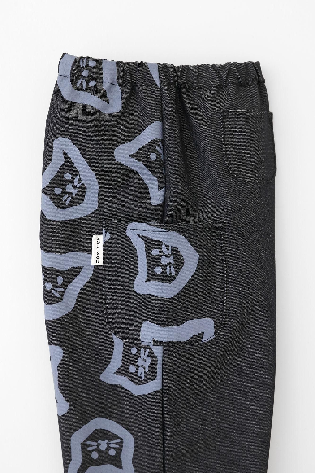 ●Men × Cool Motion (R) Monpe Pants for Kids 3 Pockets / Kitten Craze Blue