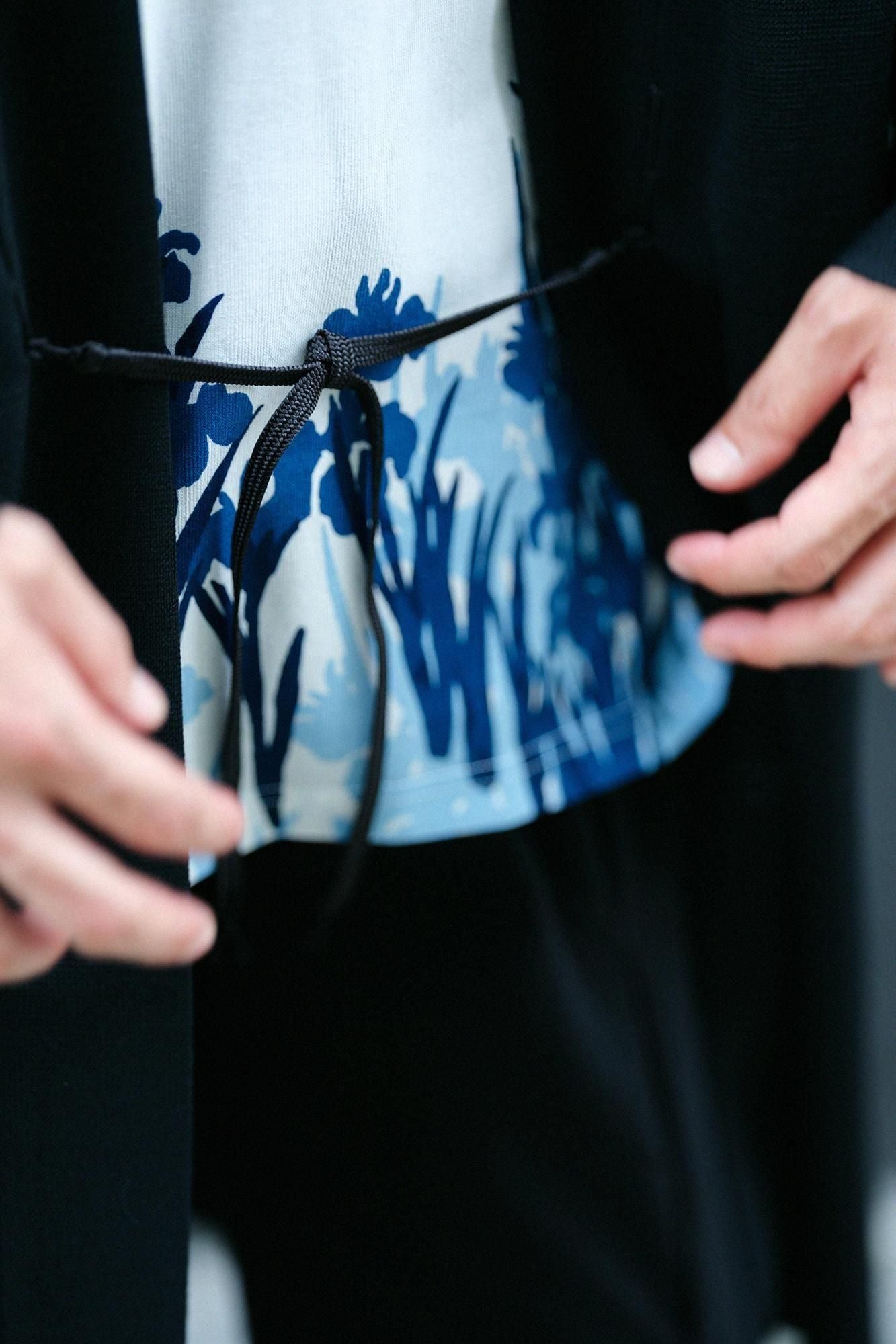 Meriyasu袢纏 長袖外套中長單層/黑色