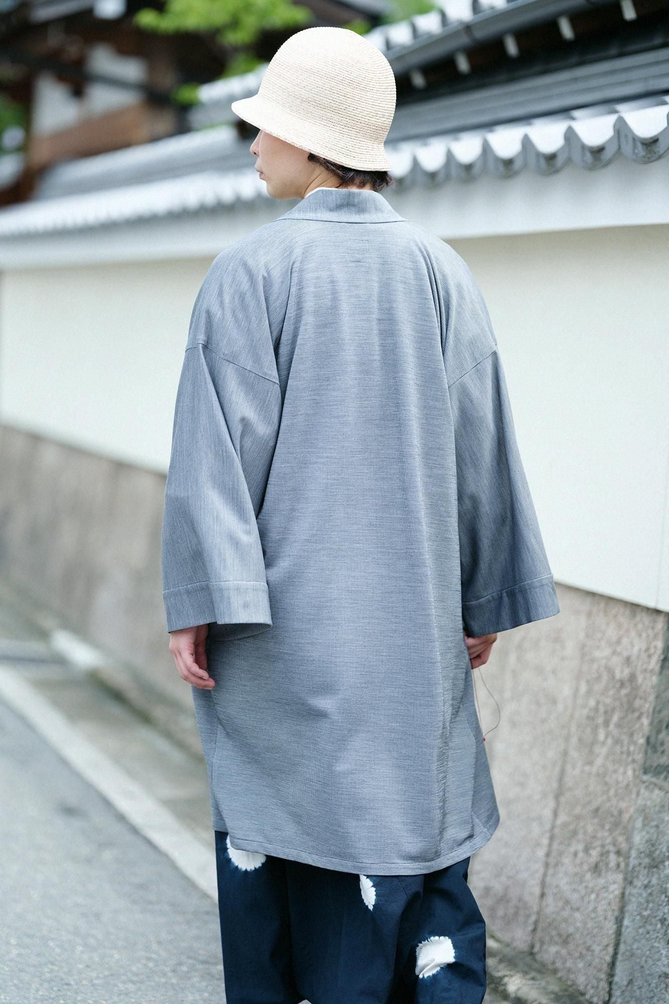 Meriyasu袢纏 長袖外套中長單層/鐵灰色