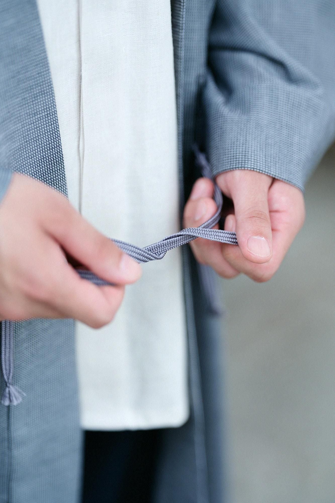 Meriyasu袢纏 長袖外套中長單層/鐵灰色