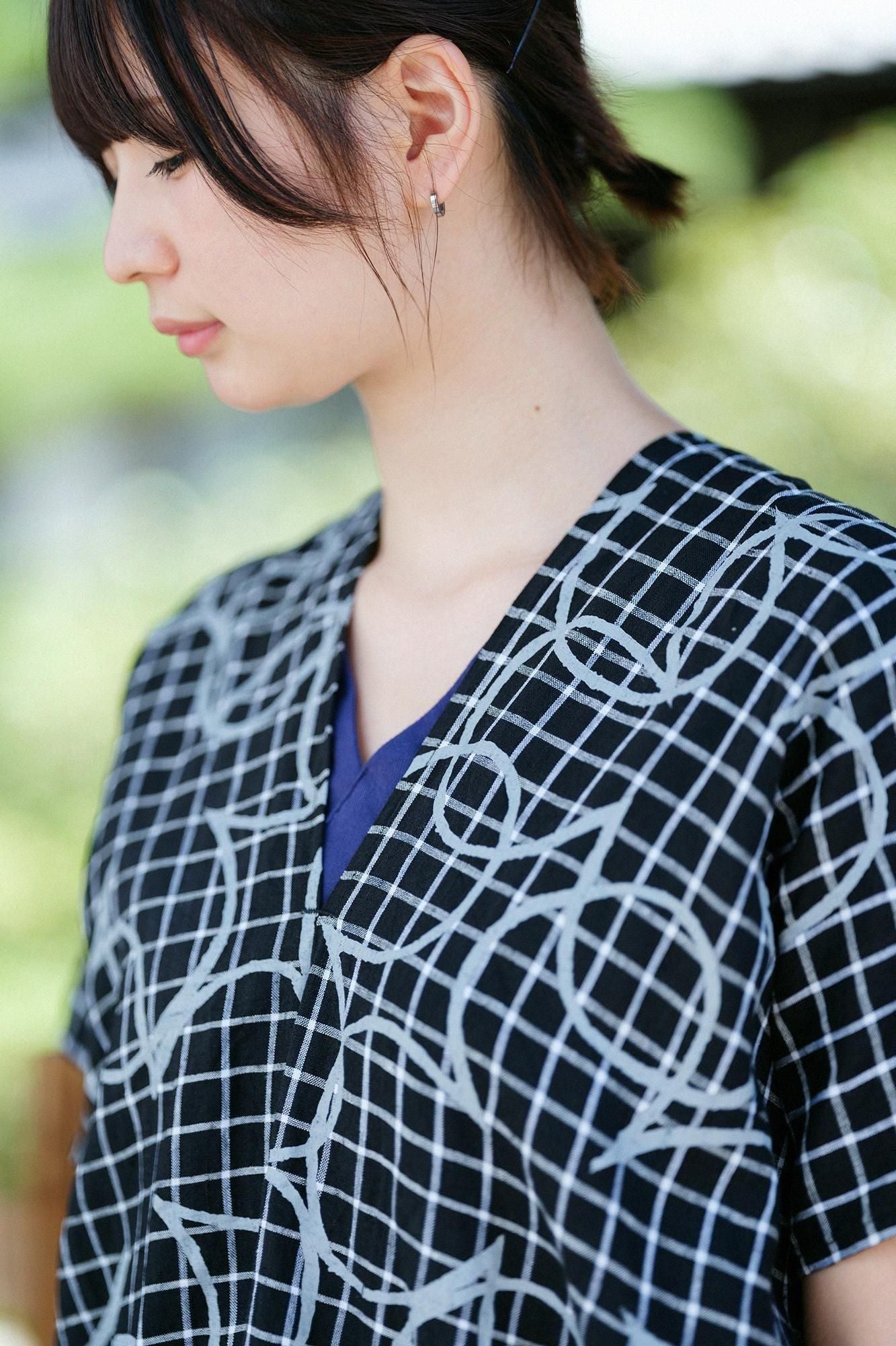 拼接麻 長方形洋裝）/四葉草和留白