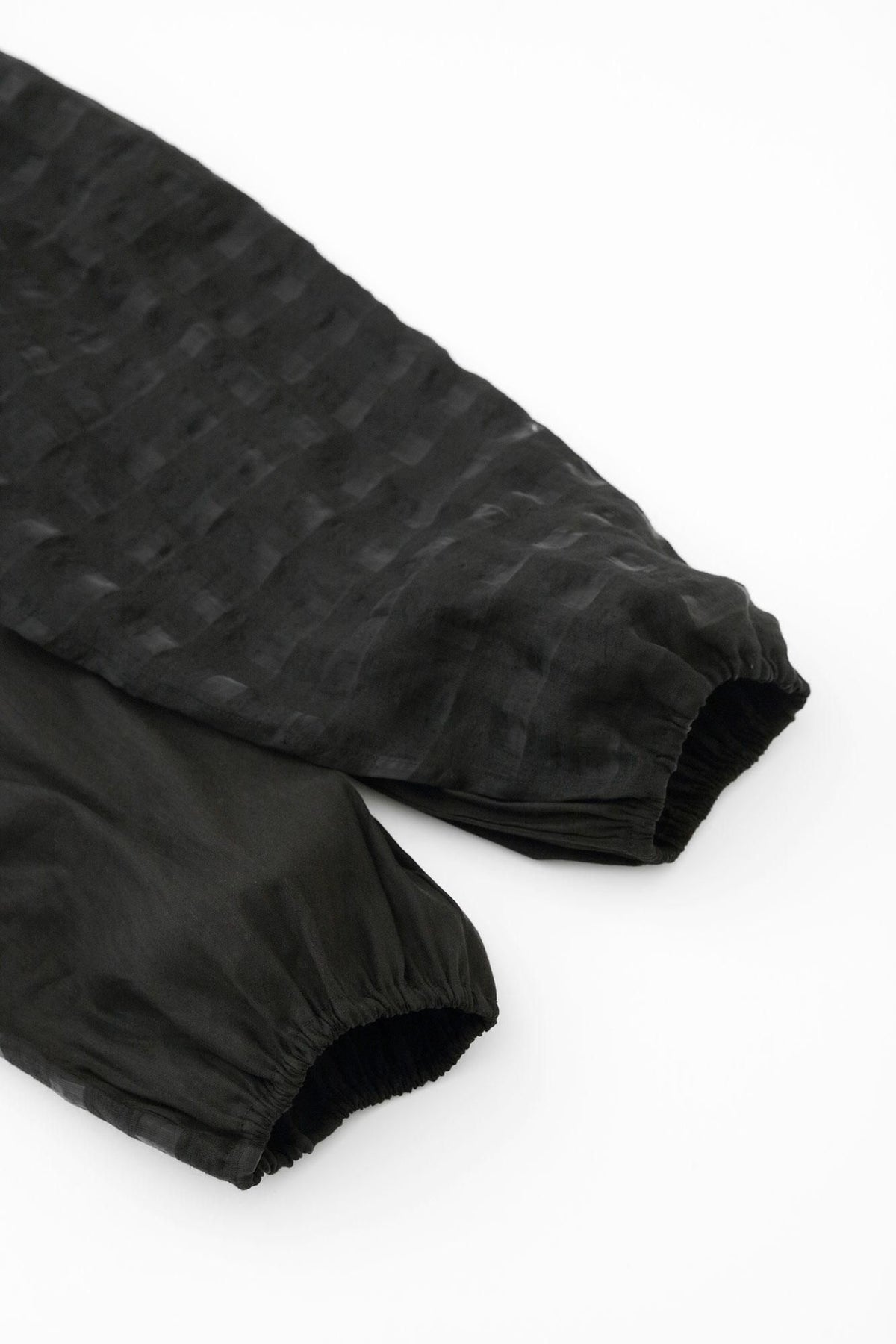 【Online】Linen-Rayon Blend × Hollow Out Lattice Weave Wrap Harem Pants / Black