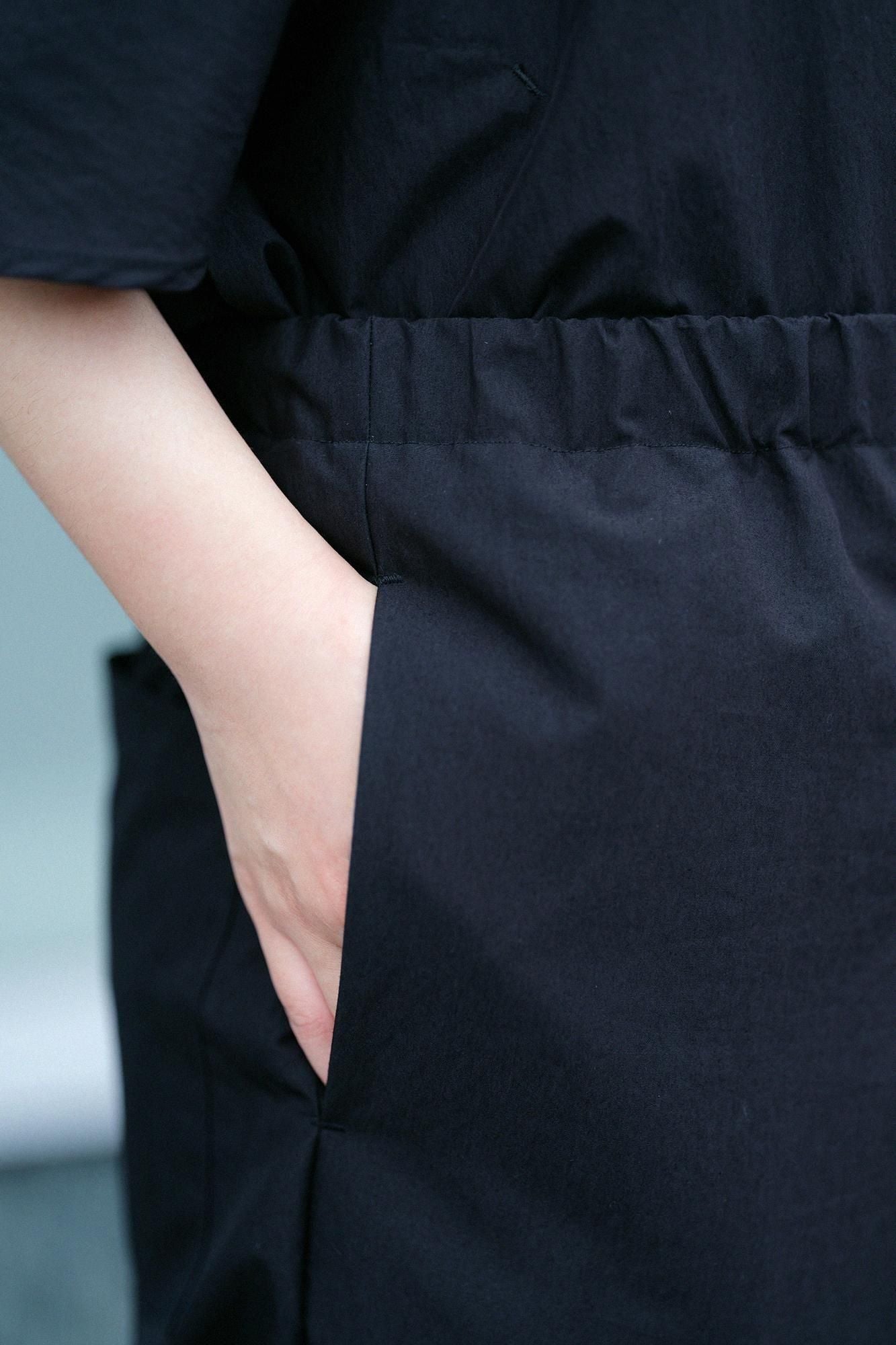 棉尼龍束口褲／黑色