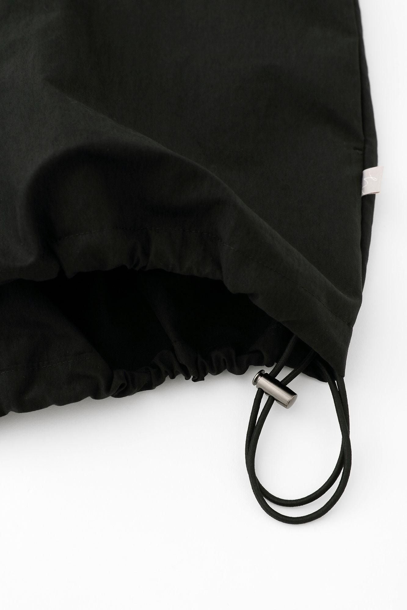 Baumwoll-Nylon-Dolman-Ärmel-Largo-Tunika/Schwarz