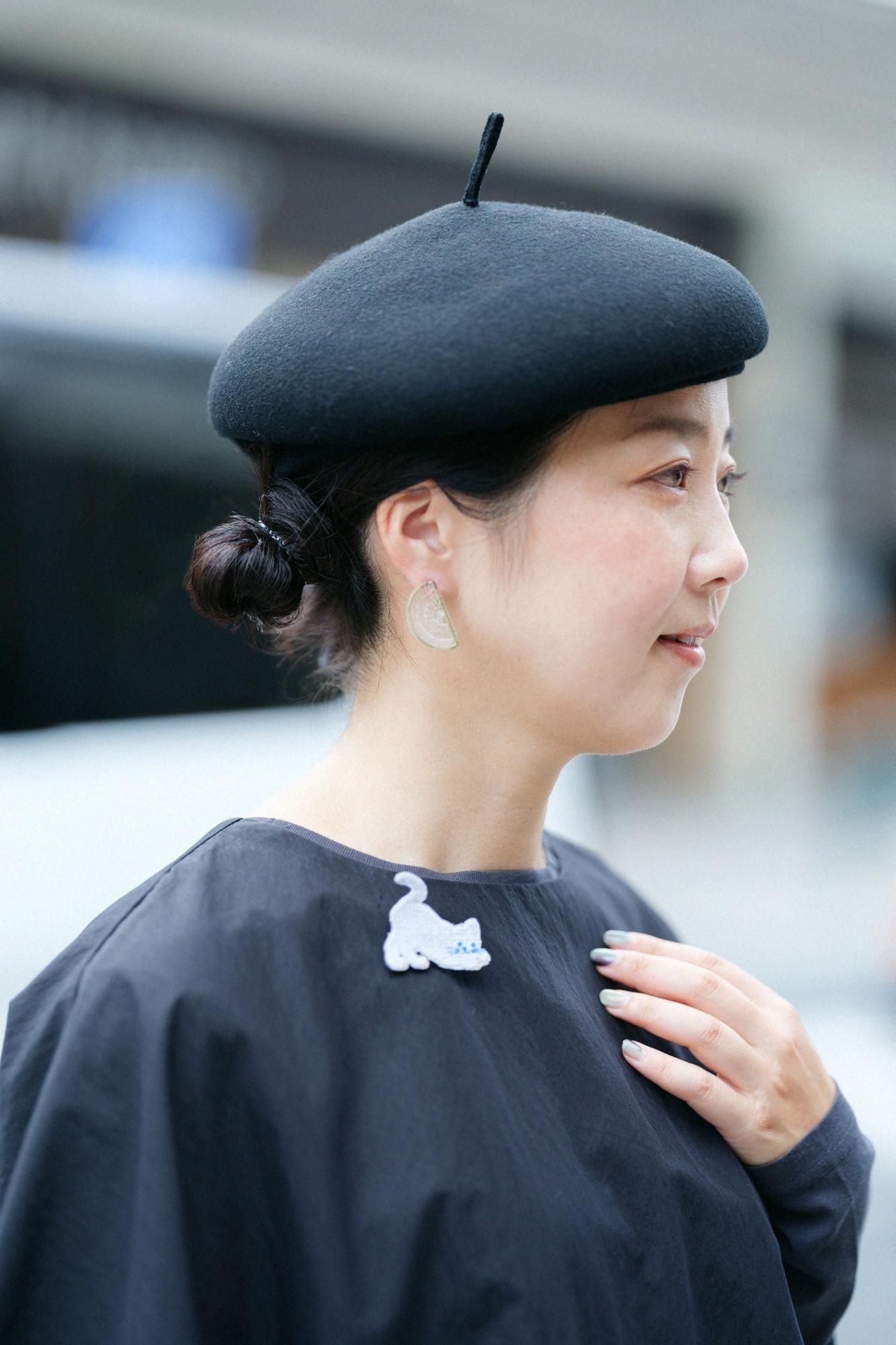 Baumwoll-Nylon-Dolman-Ärmel-Largo-Tunika/Schwarz