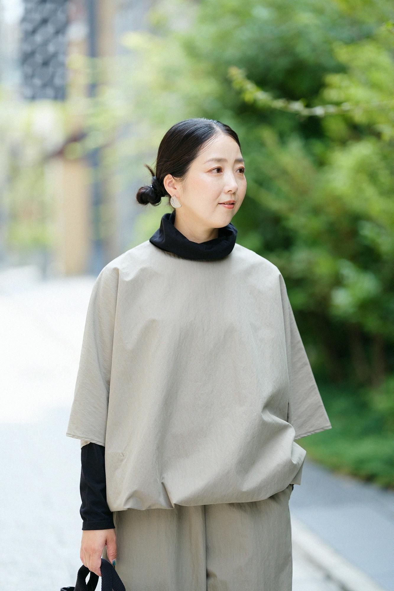 コットンナイロン ドルマンスリーブ ラルゴチュニック／モスグレー