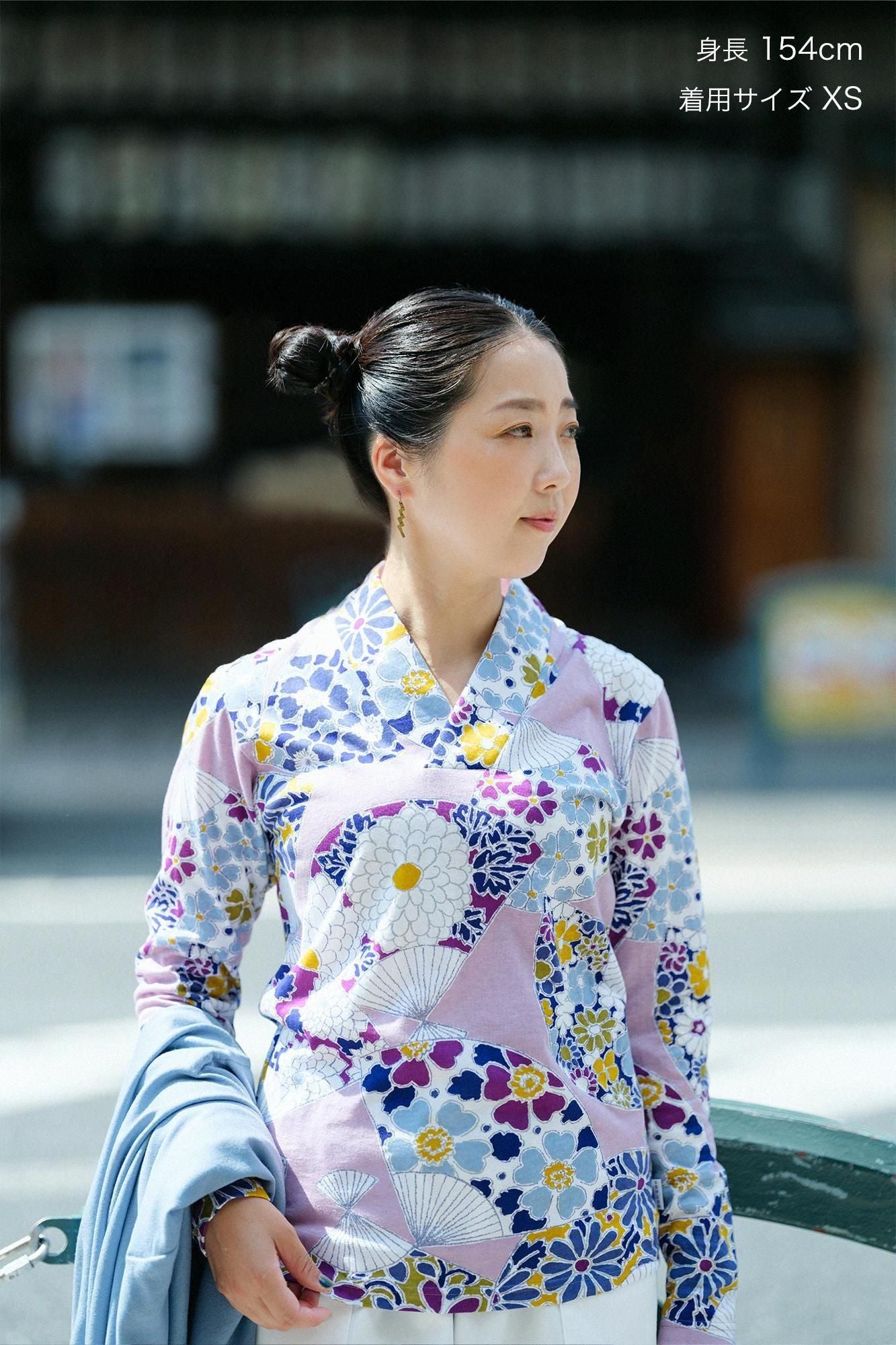 狹風靡 和服領上衣 拔衣紋／扇子