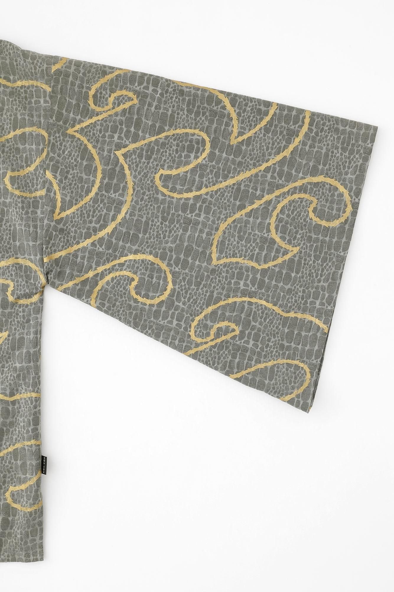 Snake-spotted Shinshu Kimono Sleeve Blouse / Many Waves