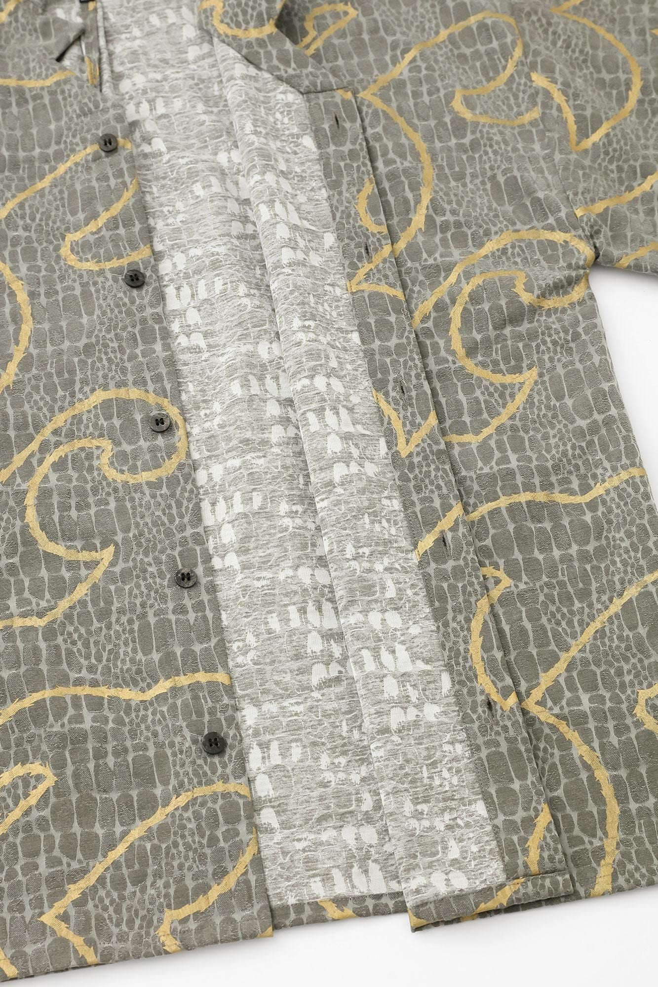 Snake-spotted Shinshu Kimono Sleeve Blouse / Many Waves