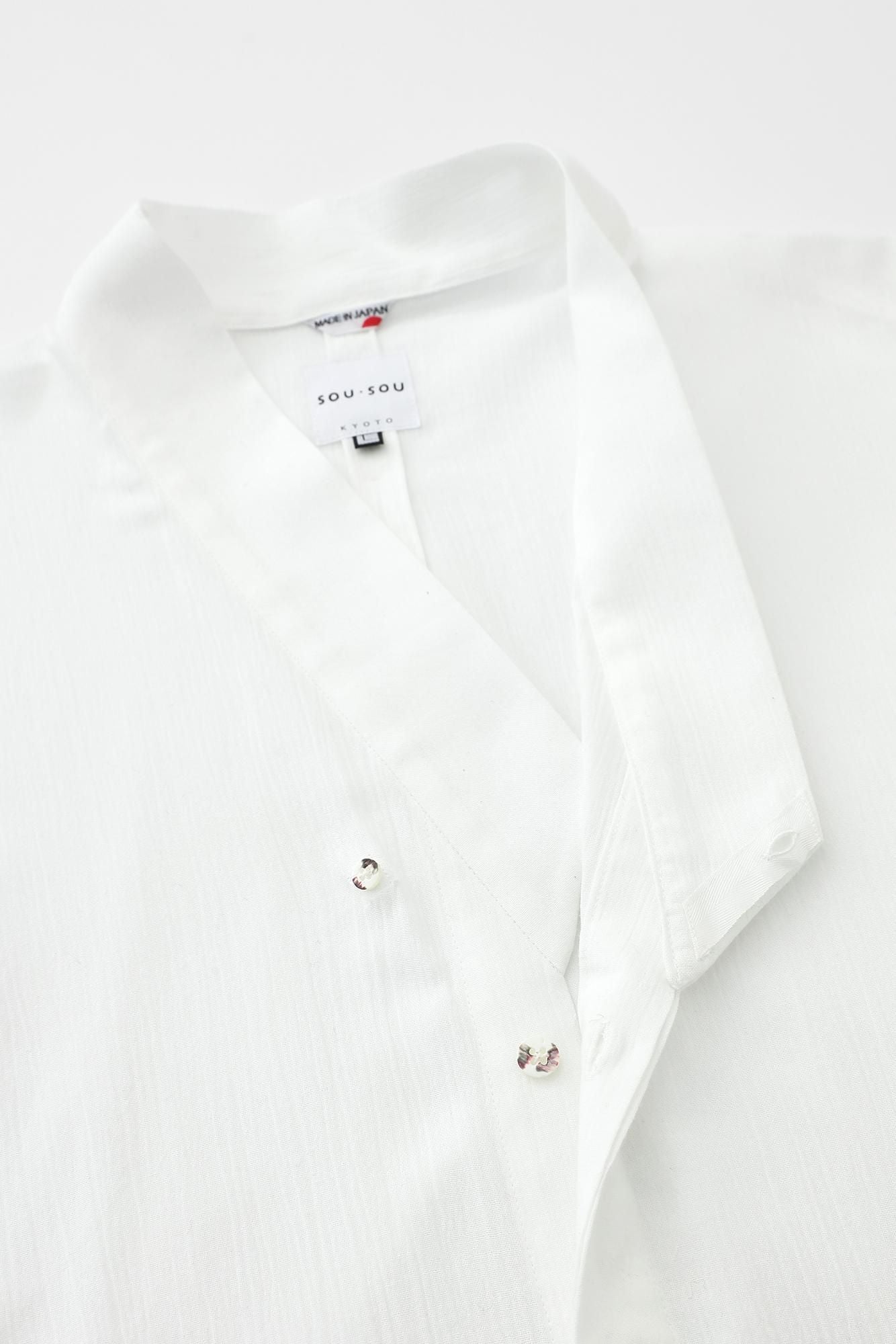 高島縮棉 20/20寬袖襯衣／白色