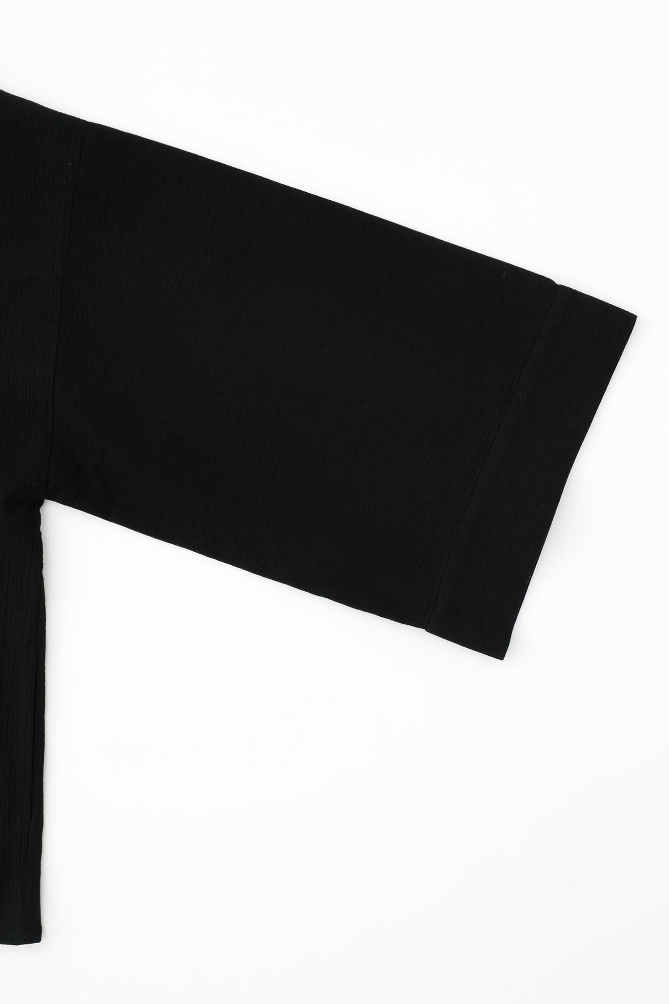 高島縮棉 20/20寬袖襯衣／黑色