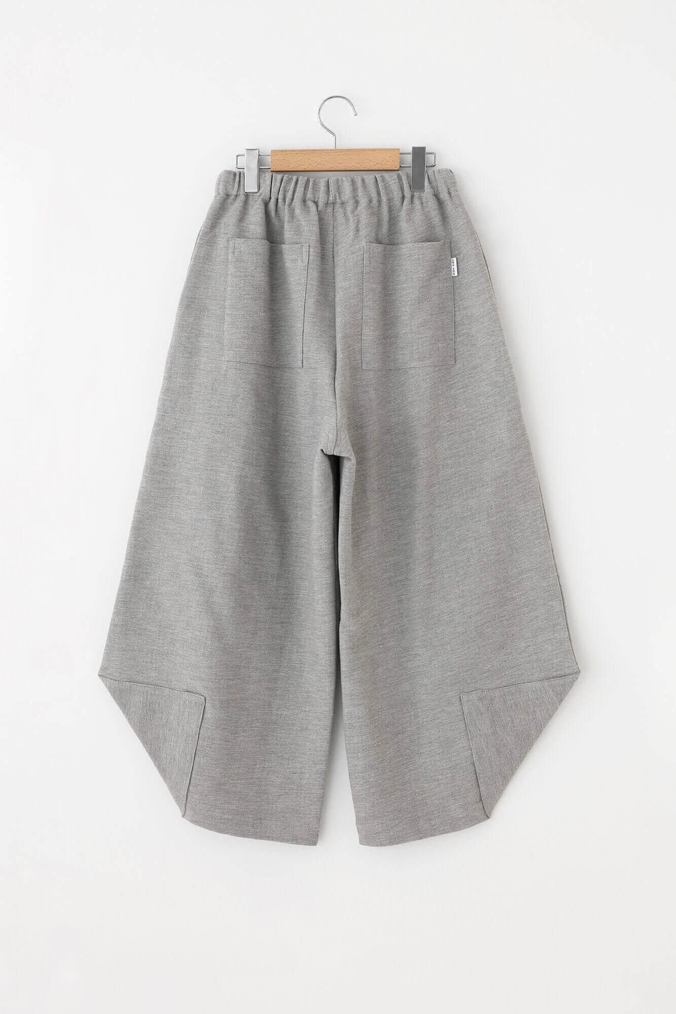 伸 斜紋織 闊腿褲 穩／銀灰色