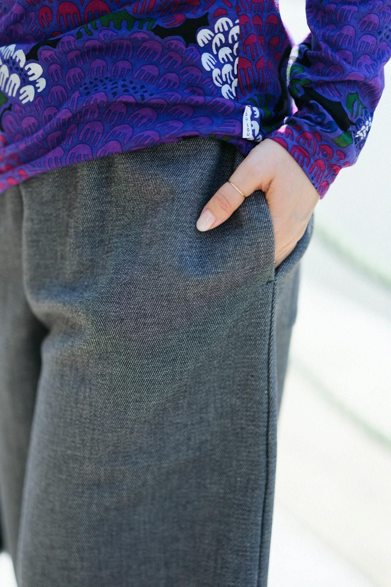Shin Twill Weave Wide-legged Pants Odayaka Ink Black