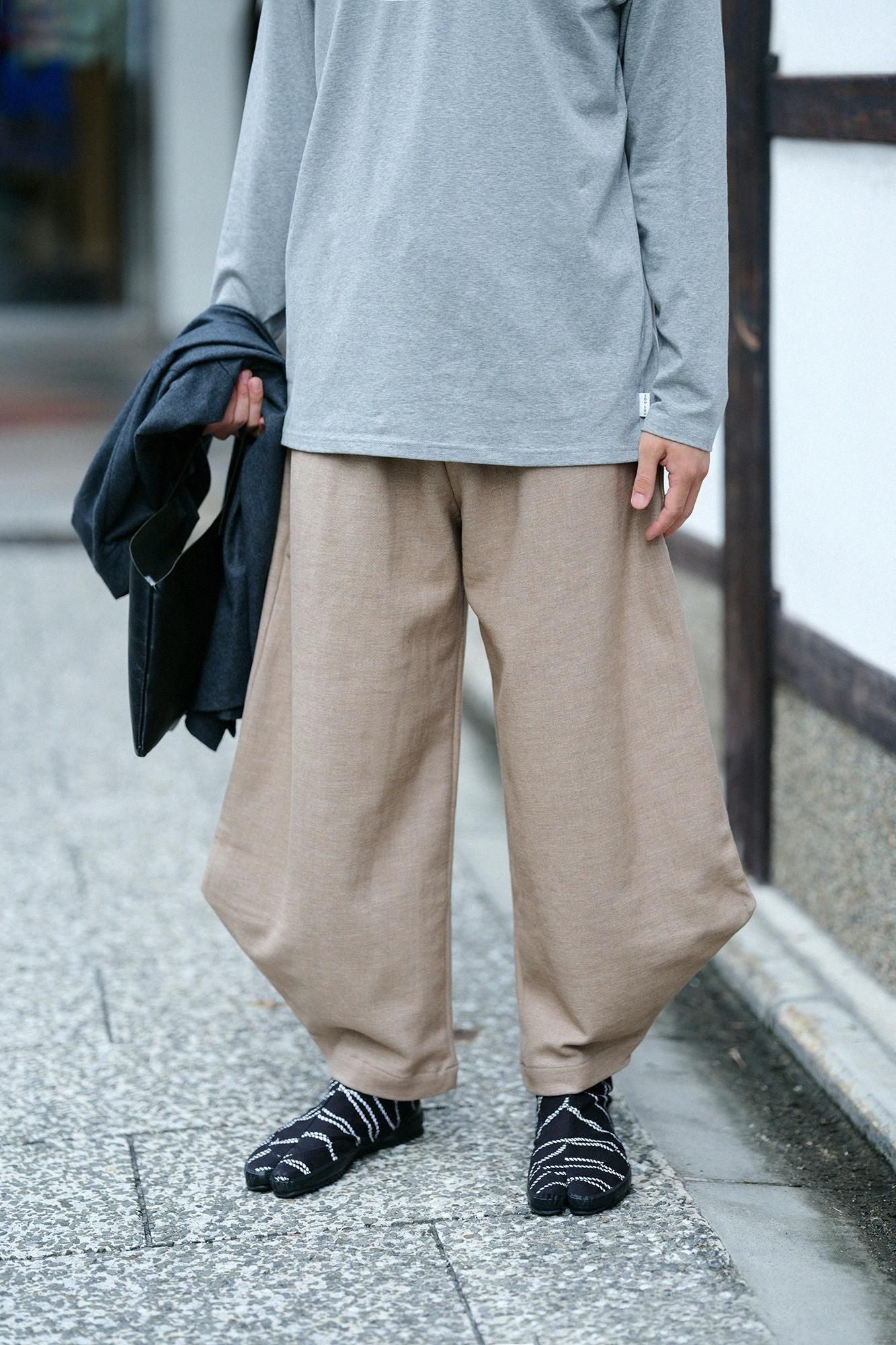 Shin Twill Weave Wide-legged Pants Odayaka / Clove Brown