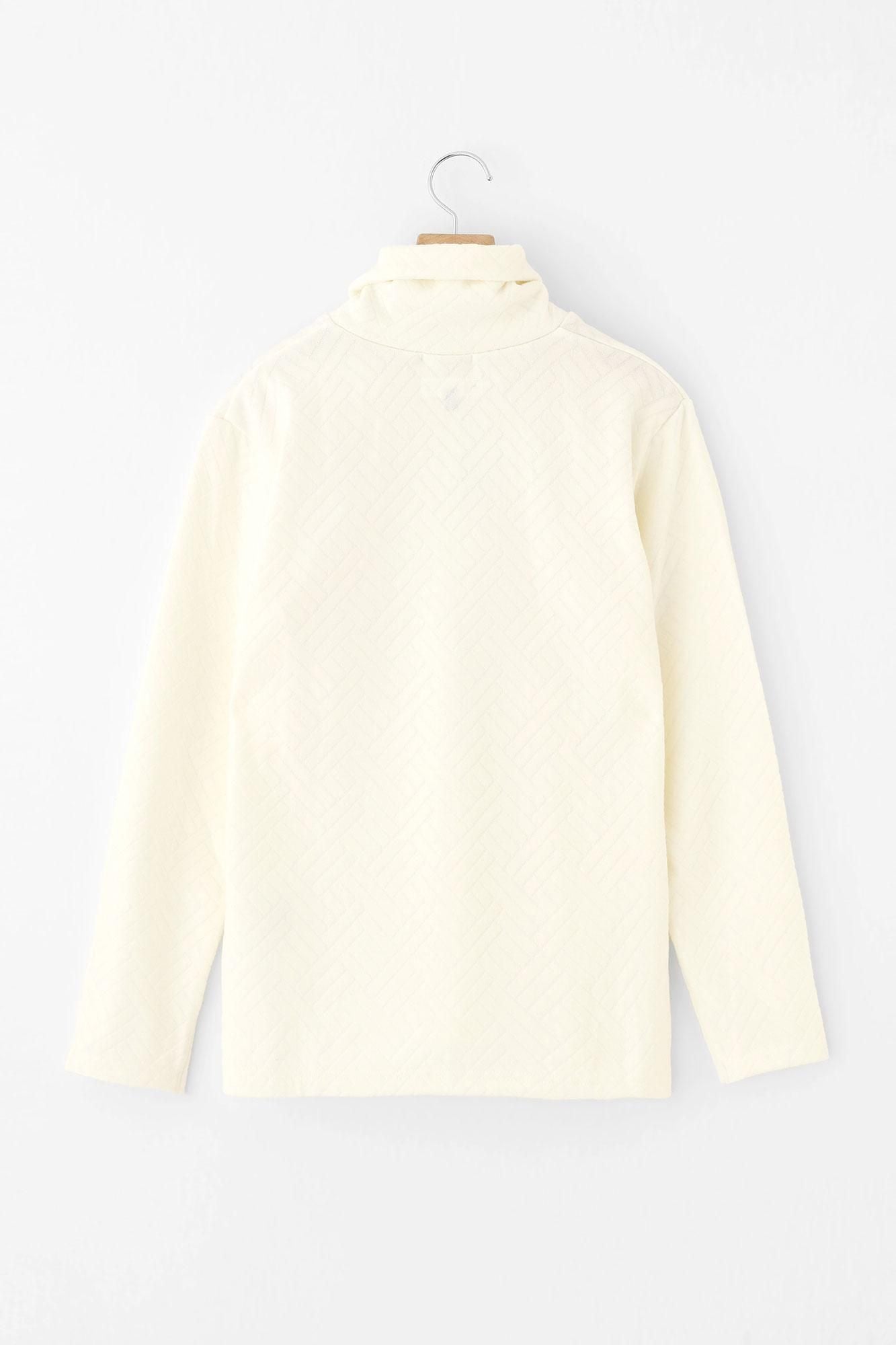 雙層緹花 高領上衣／鳥白色