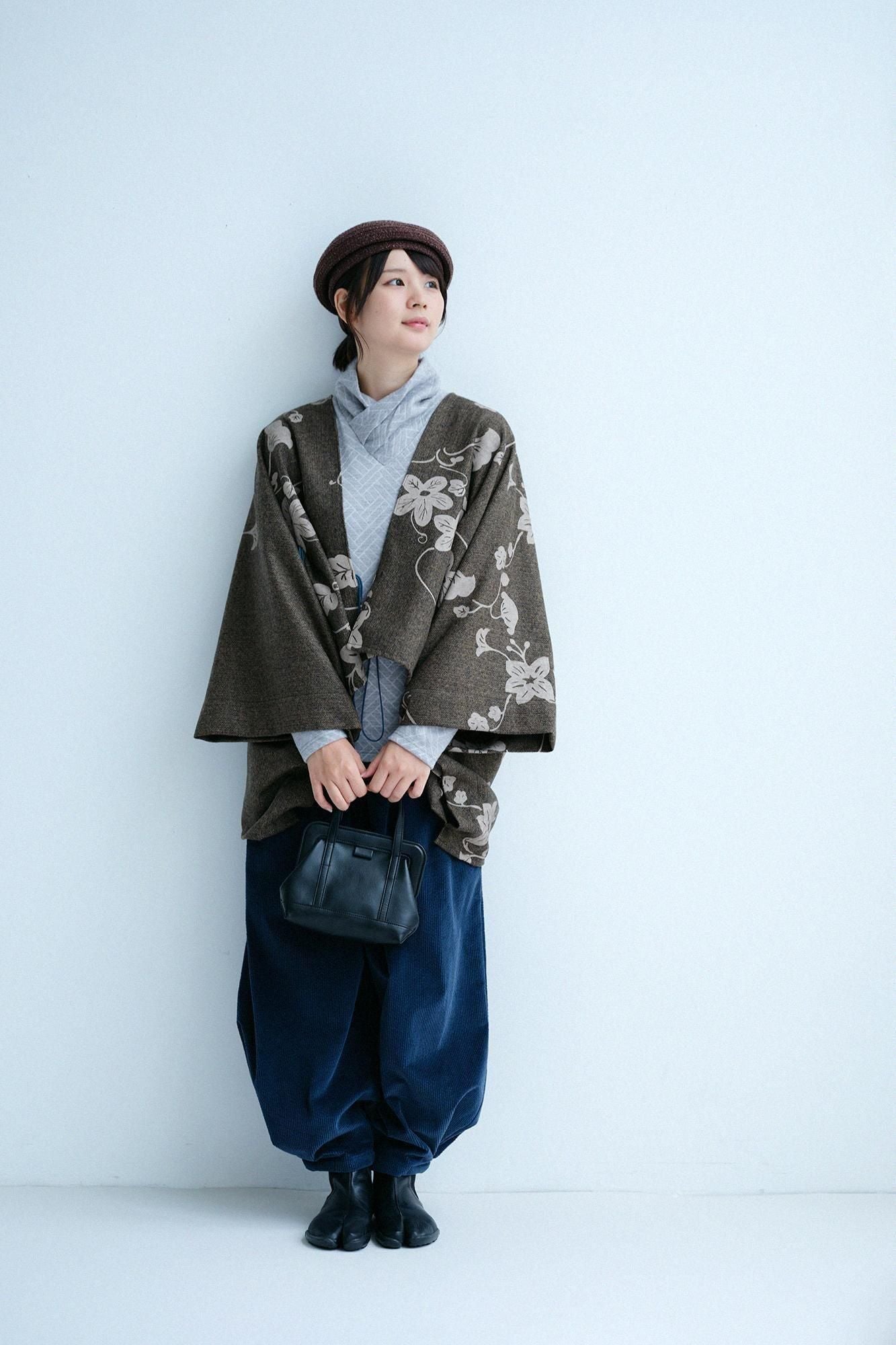 【net限定】接結（せっけつ）ジャカール 衿巻ジバン／杢灰（もくはい）