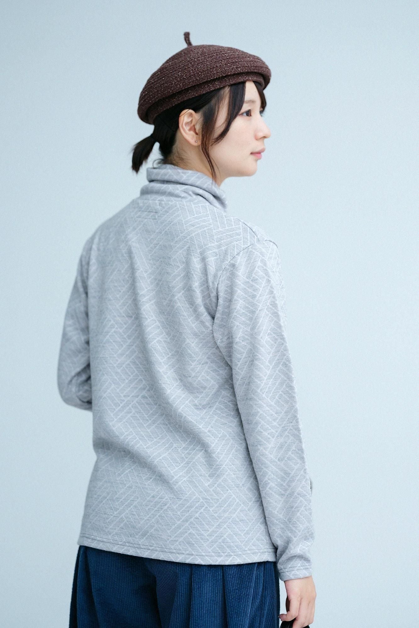 【net限定】接結（せっけつ）ジャカール 衿巻ジバン／杢灰（もくはい）