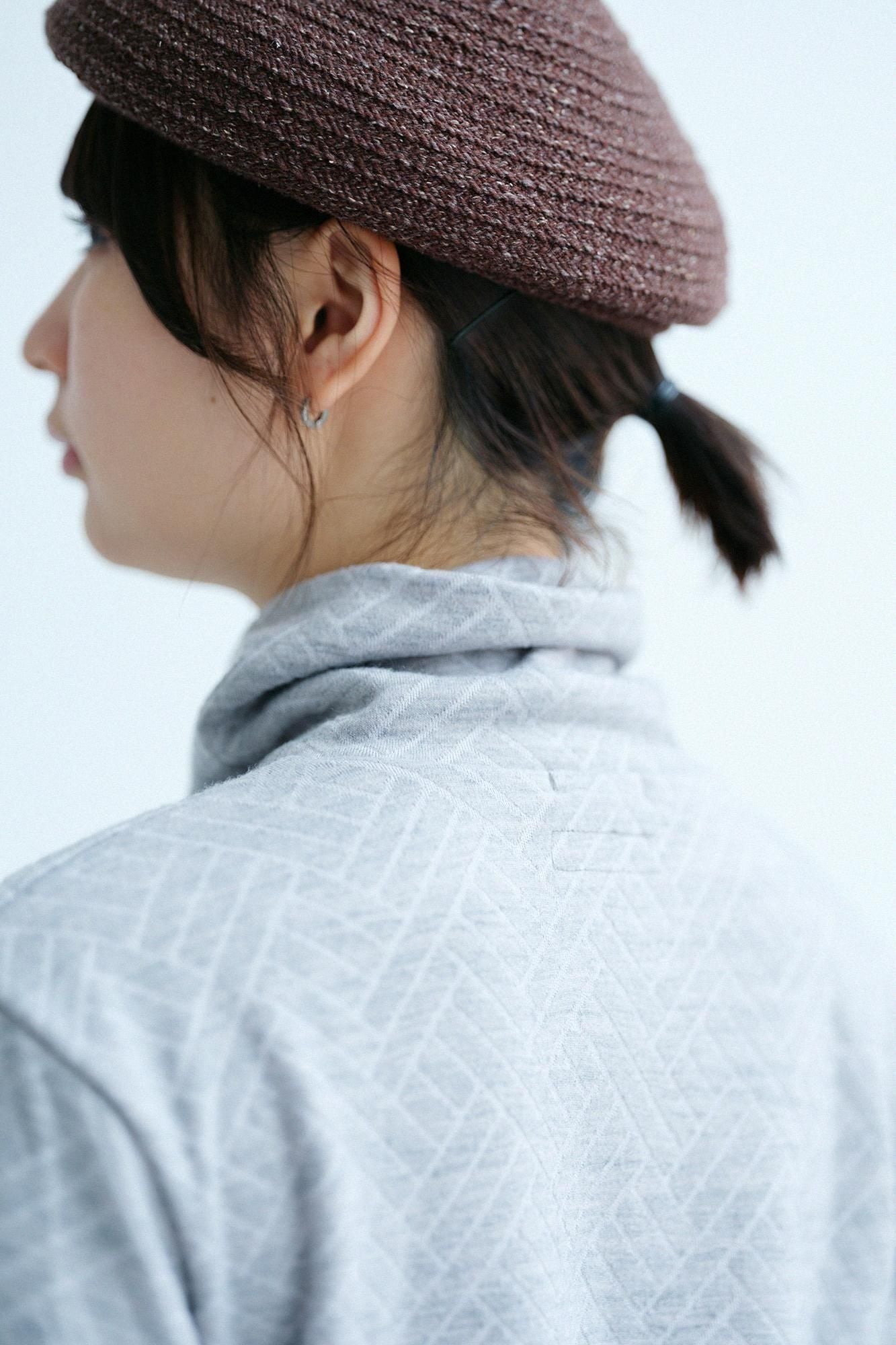 【net限定】接結（せっけつ）ジャカール 衿巻ジバン／杢灰（もくはい）