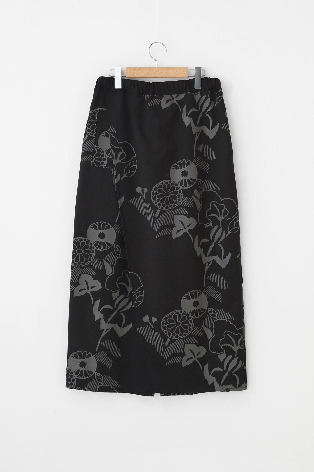 Merino Wool Twill Weave Wrap Hakama Pants / Yamafuuga Black