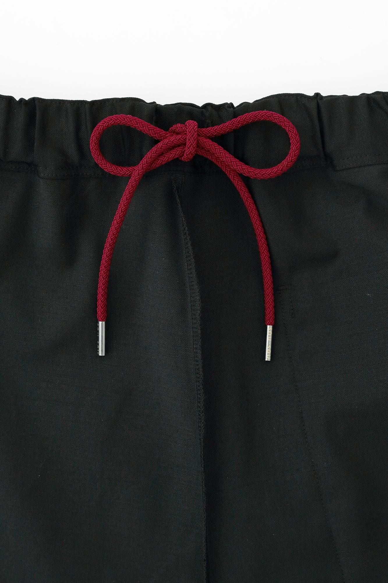 Merino Wool Twill Weave Wrap Hakama Pants / Yamafuuga Black