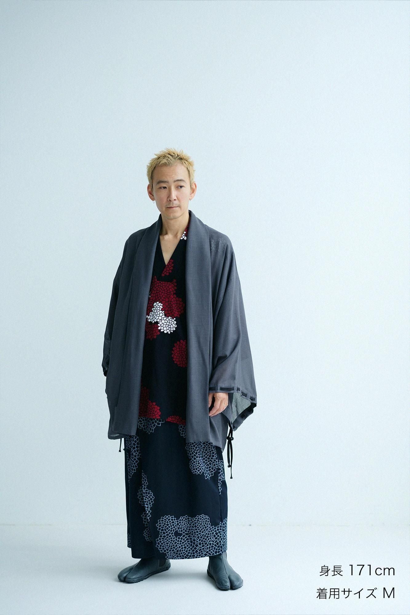 美麗諾羊毛 斜紋織 和服褲裝／雲間菊 暗藍色