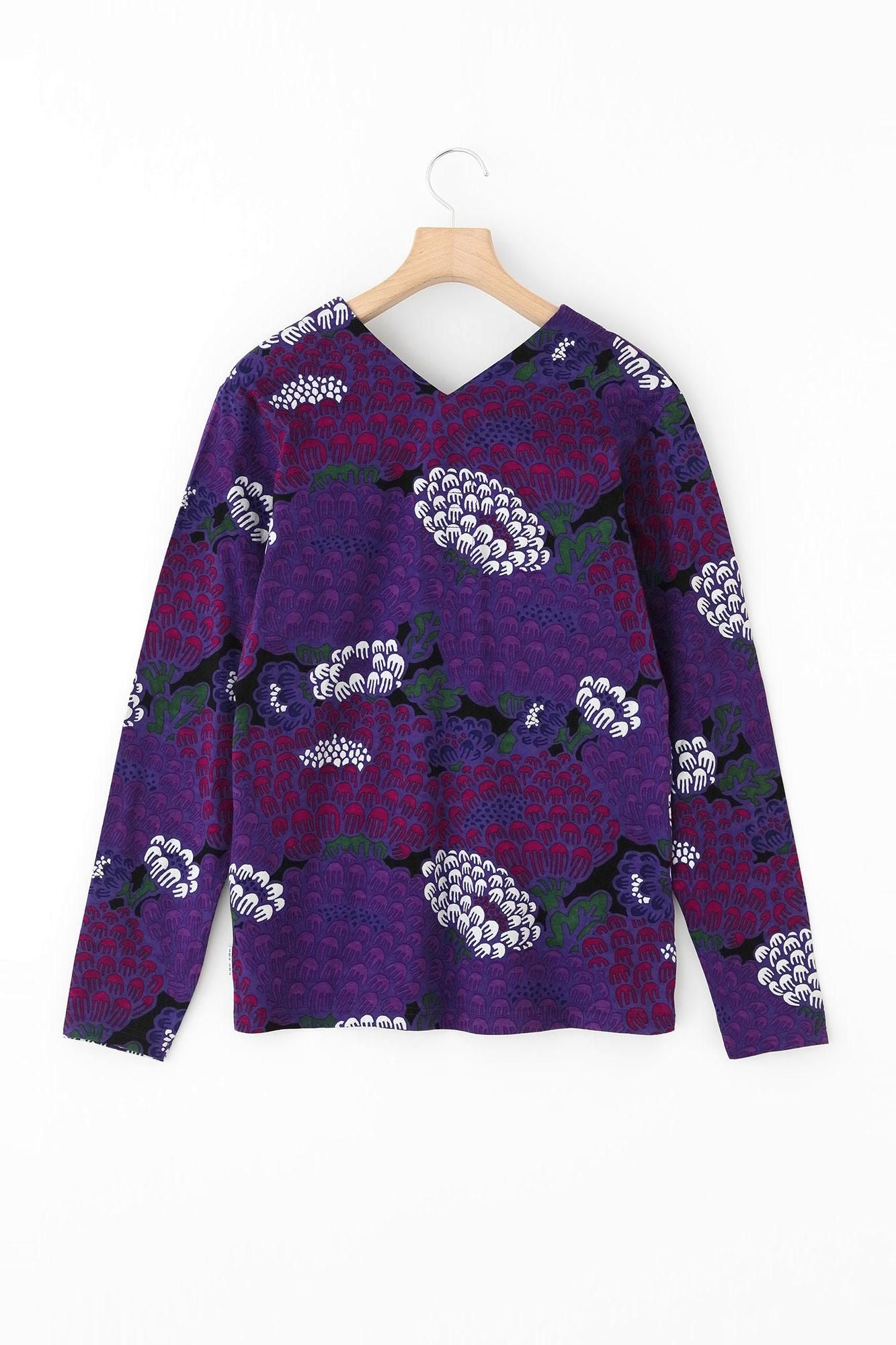 Long Sleeve V-neck Shirt / Kenran Purple