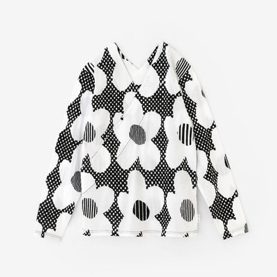 V領上衣 長袖／花模樣