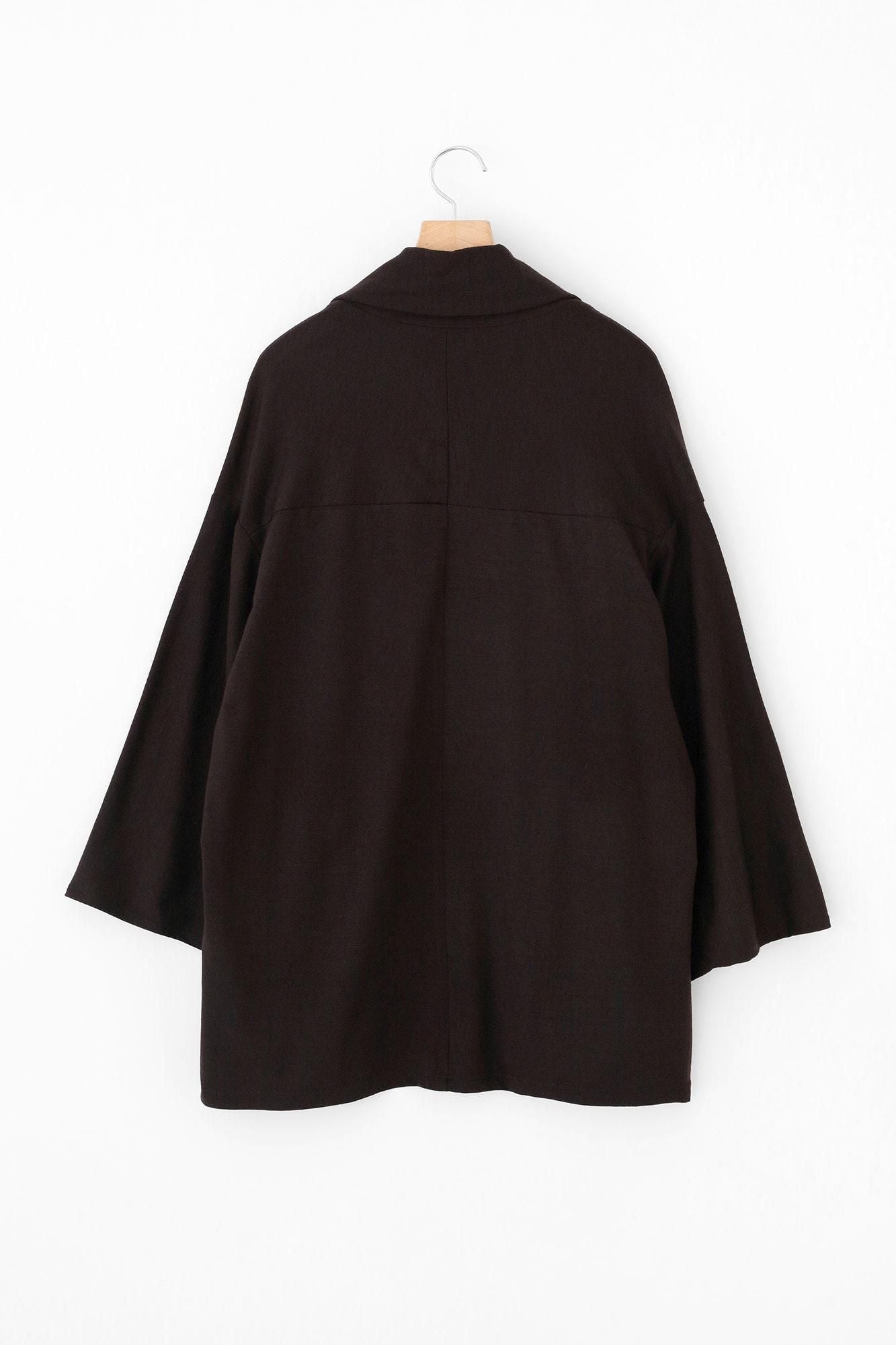 ウォッシャブルウール天竺 小袖莢（こそでさや）／黒茶（くろちゃ）