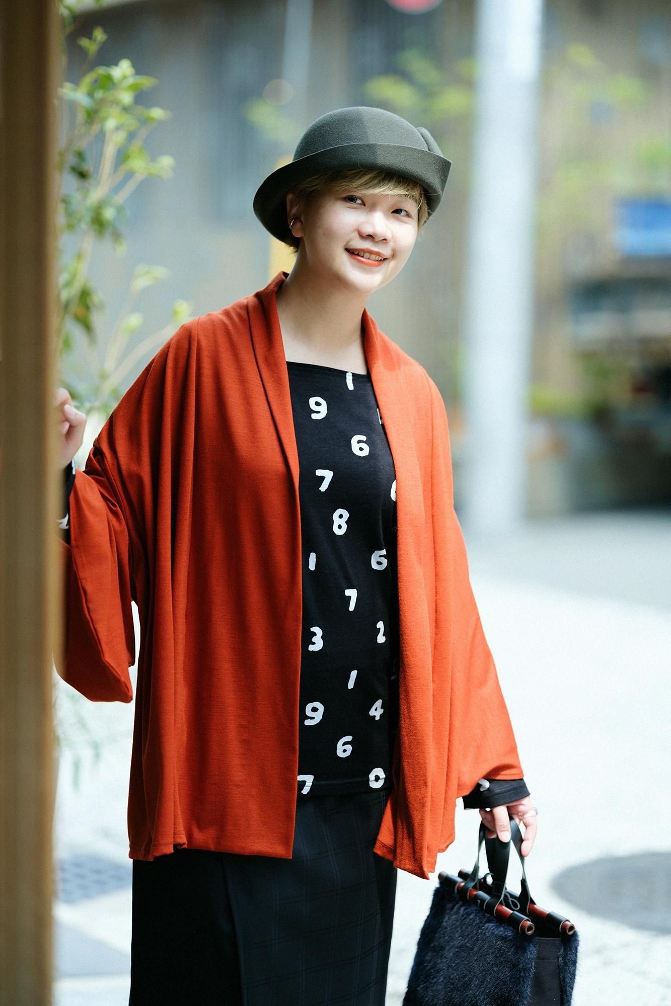 ウォッシャブルウール天竺 小袖莢（こそでさや）／紅樺色（べにかばいろ）