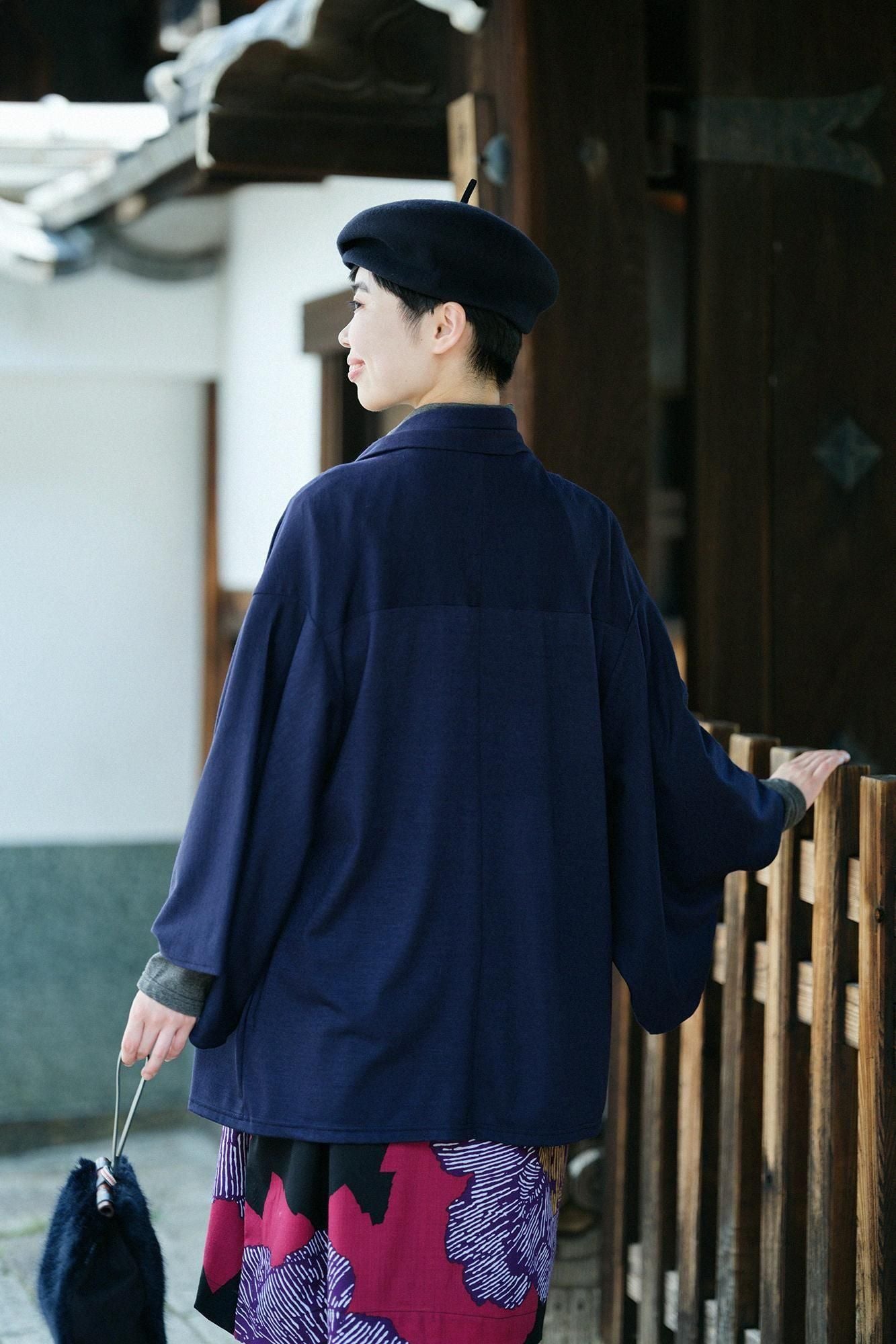 ウォッシャブルウール天竺 小袖莢（こそでさや）／鉄紺（てつこん）