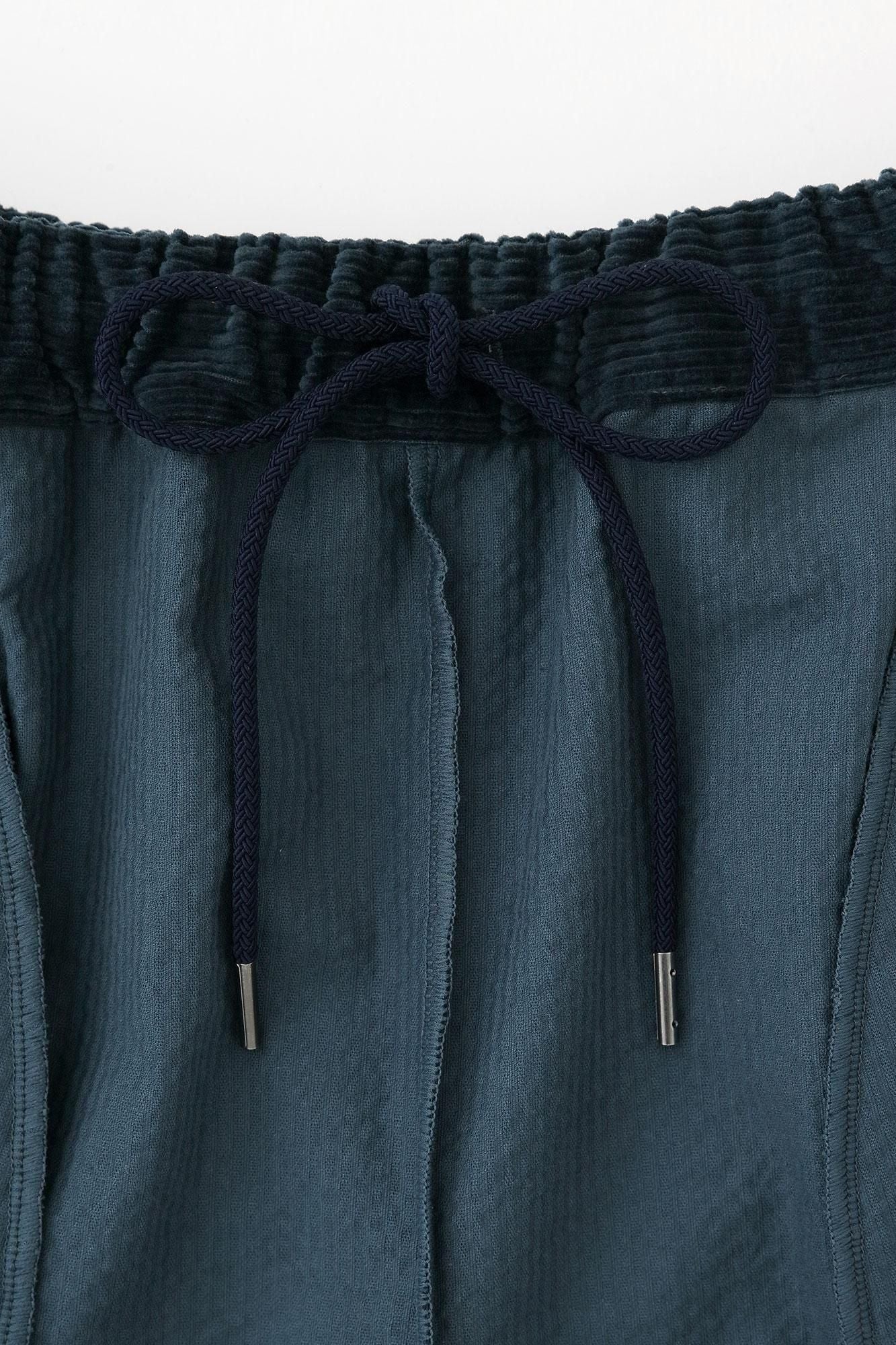 【net限定】コール天 畝（うね） 二ノ襞（にのひだ）もんぺ つぼみ／褐返（かちがえし）