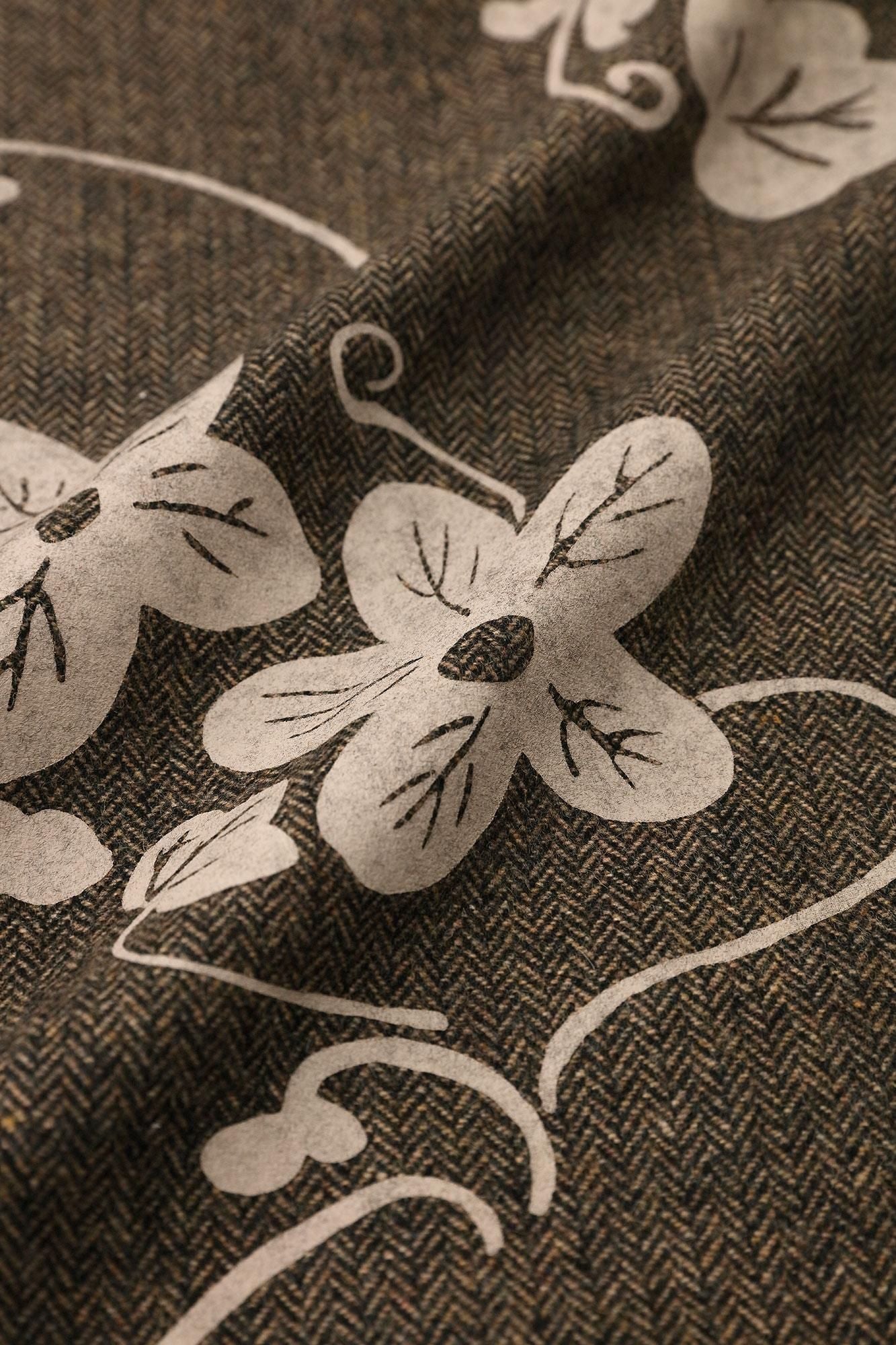 Tweed Houndstooth Weave Kisaragi Short Poncho / Graceful and Blank Space Russet