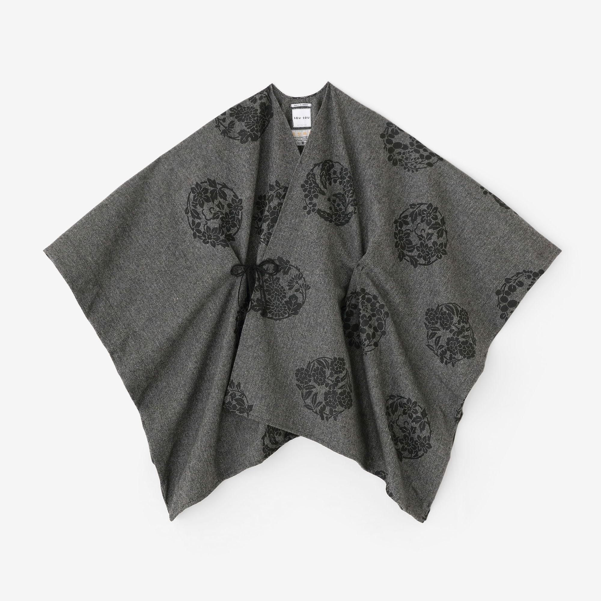 ツイード 杉綾織（すぎあやおり） きさらぎ／花丸文様（はなまるもんよう） ちらしと余白（よはく） 鉛色（なまりいろ）