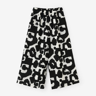 Wide-legged Pants Muslin Wool Monpe (Work Pants) / Magnolia Arabesque Pattern