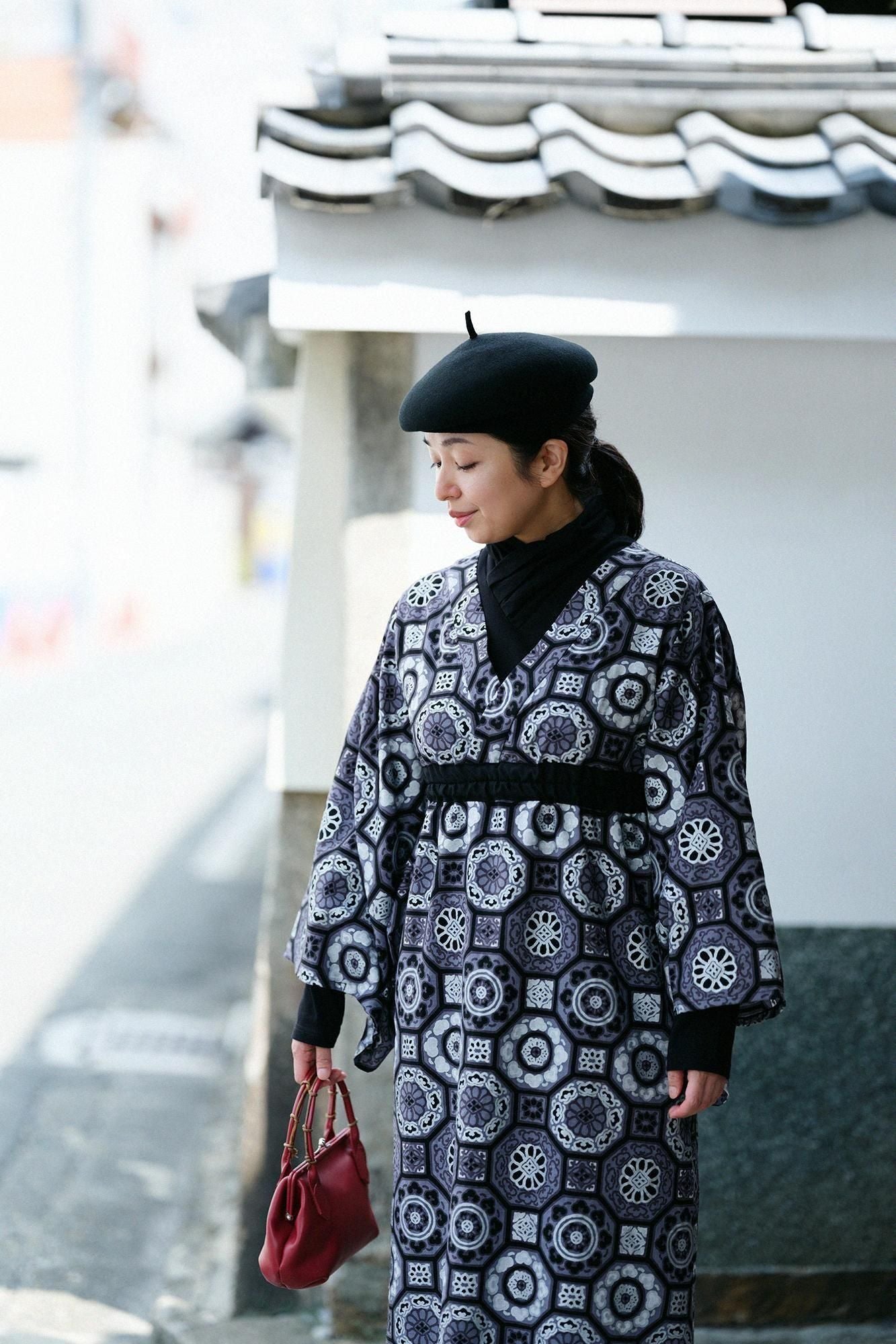 極美品 SOU・SOU モスリンワンピース 浴衣みたて みたて衣 おおらか M net限定】モスリン みたて衣／おし花