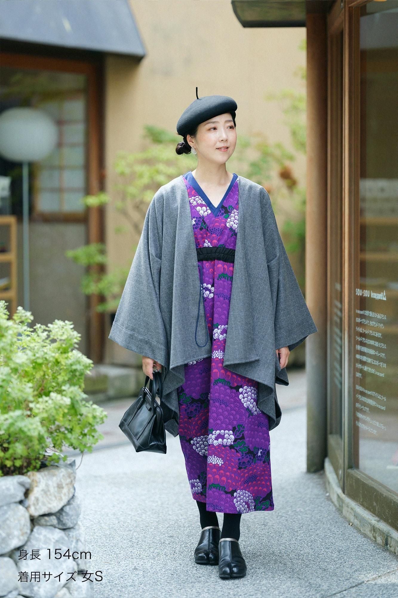 極美品 SOU・SOU モスリンワンピース 浴衣みたて みたて衣 おおらか M net限定】モスリン みたて衣／おし花