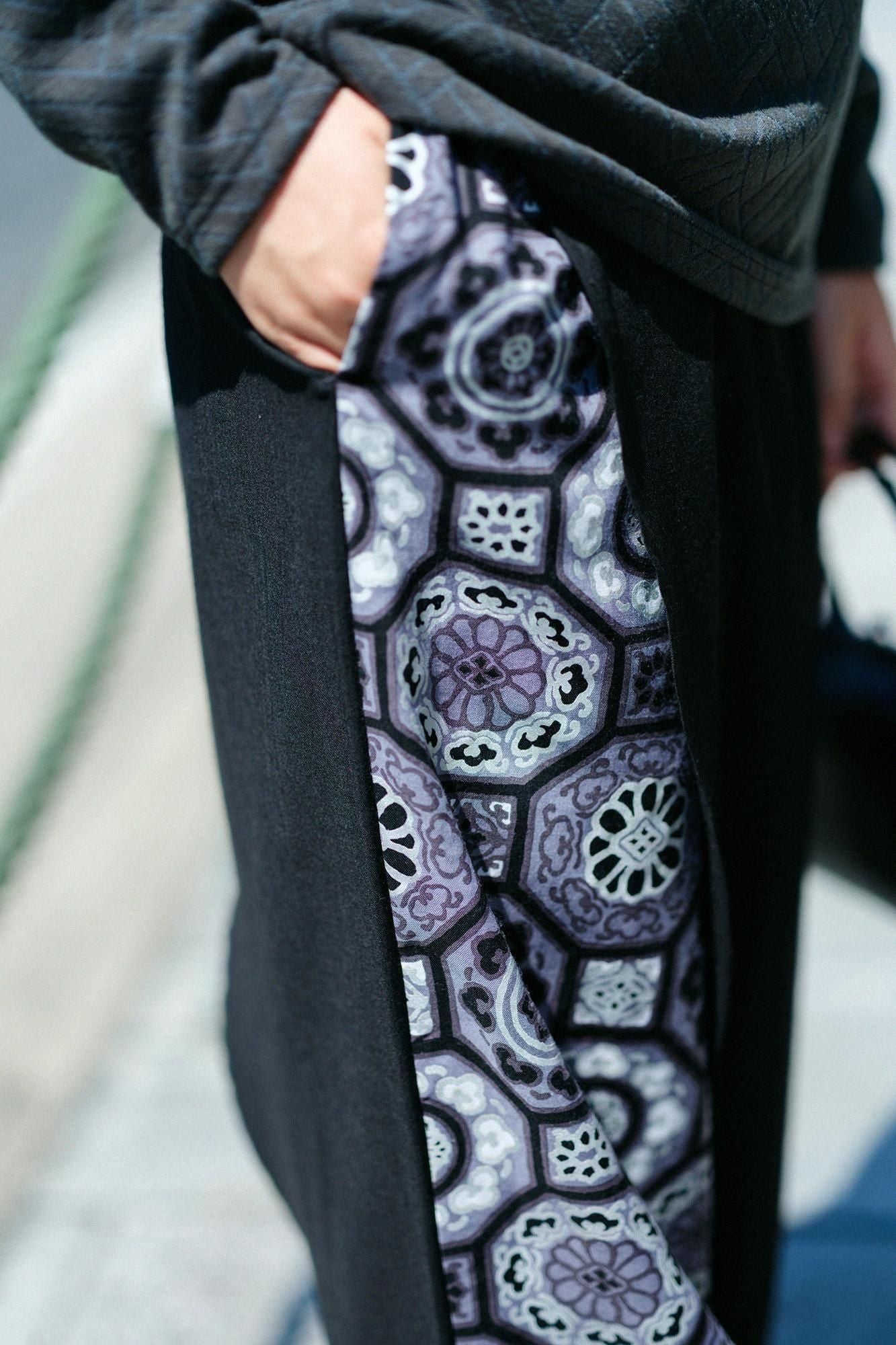 モスリン 手柄寛衣下（たかみかんいした） 片身替わり（かたみがわり） 2.0／濡羽色（ぬればいろ）×華麗（かれい）