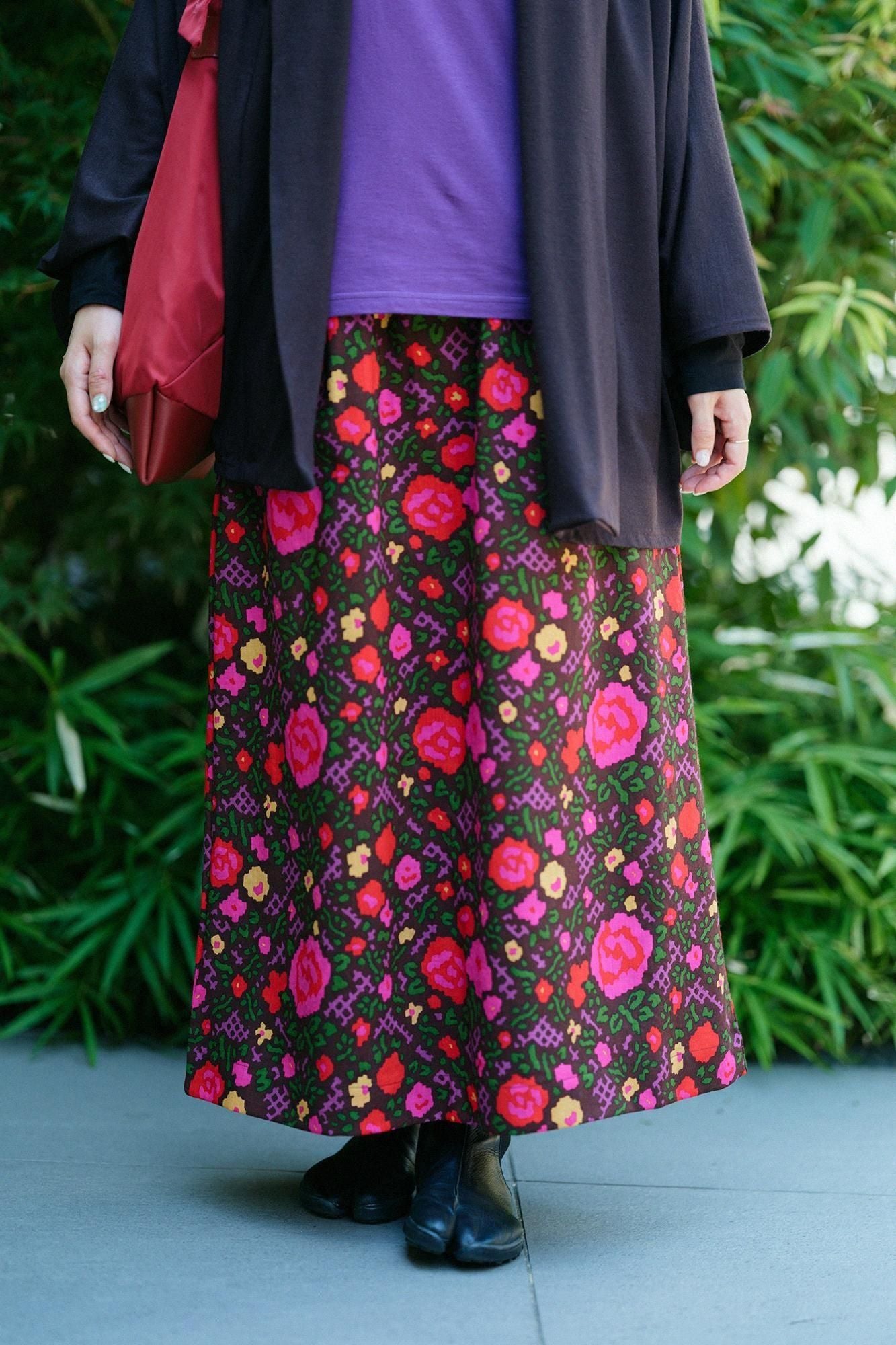 毛斯綸長裙／薔薇