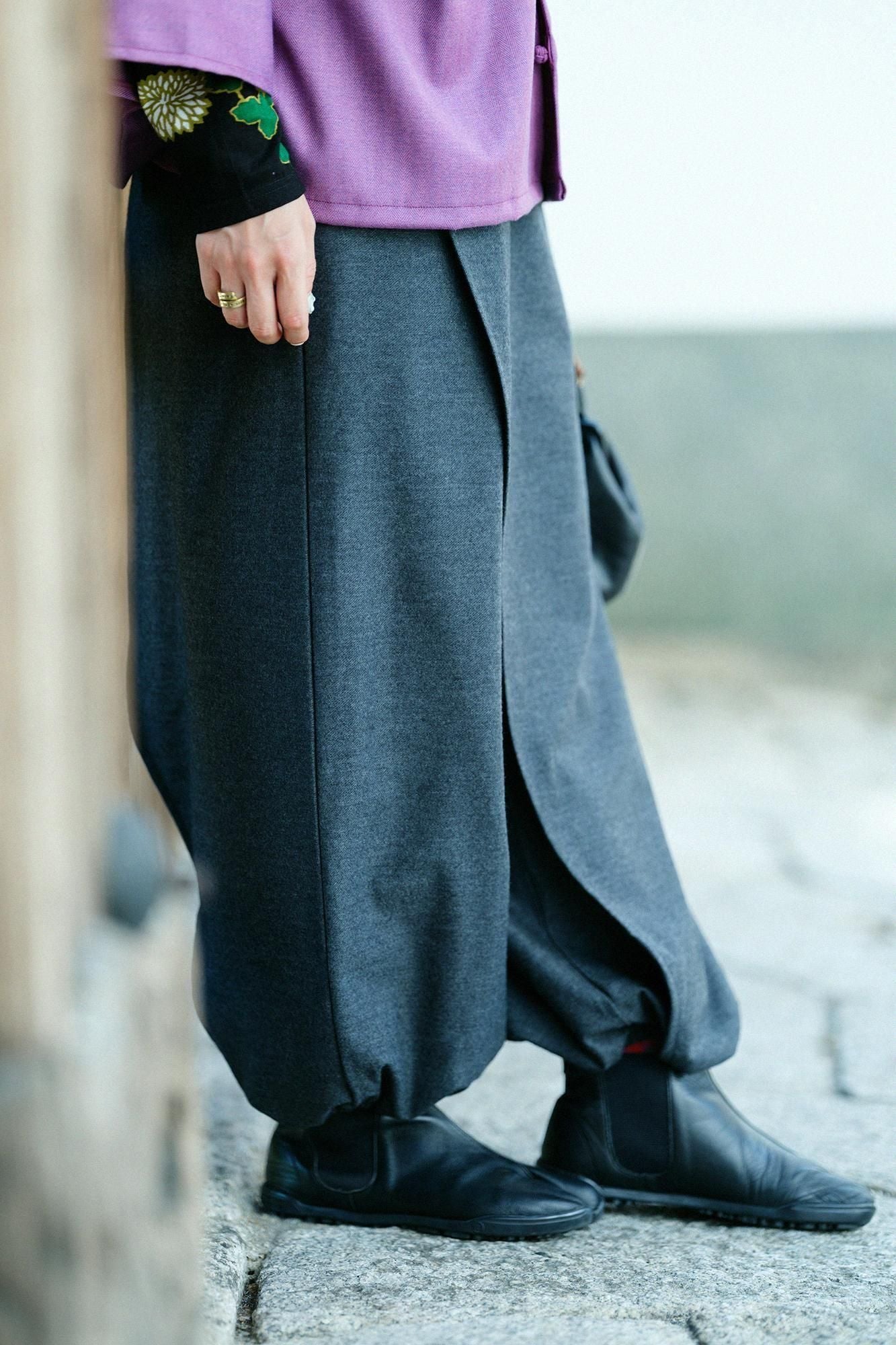 Balancircular® Wool Wrap Harem Pants / Charcoal Grey