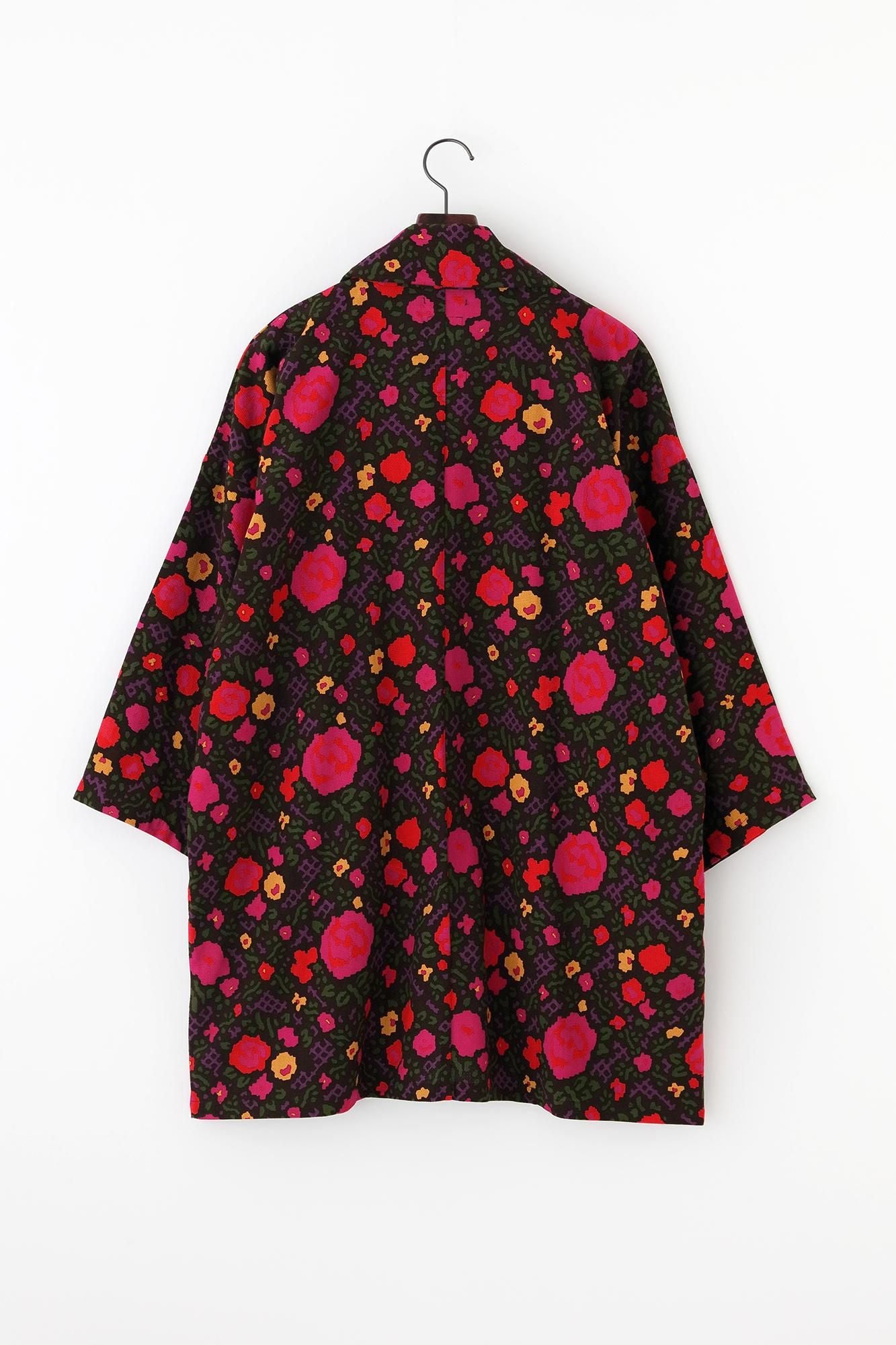 Dobby Weave Triangular Sleeve Short Coat Single Layer / Rose