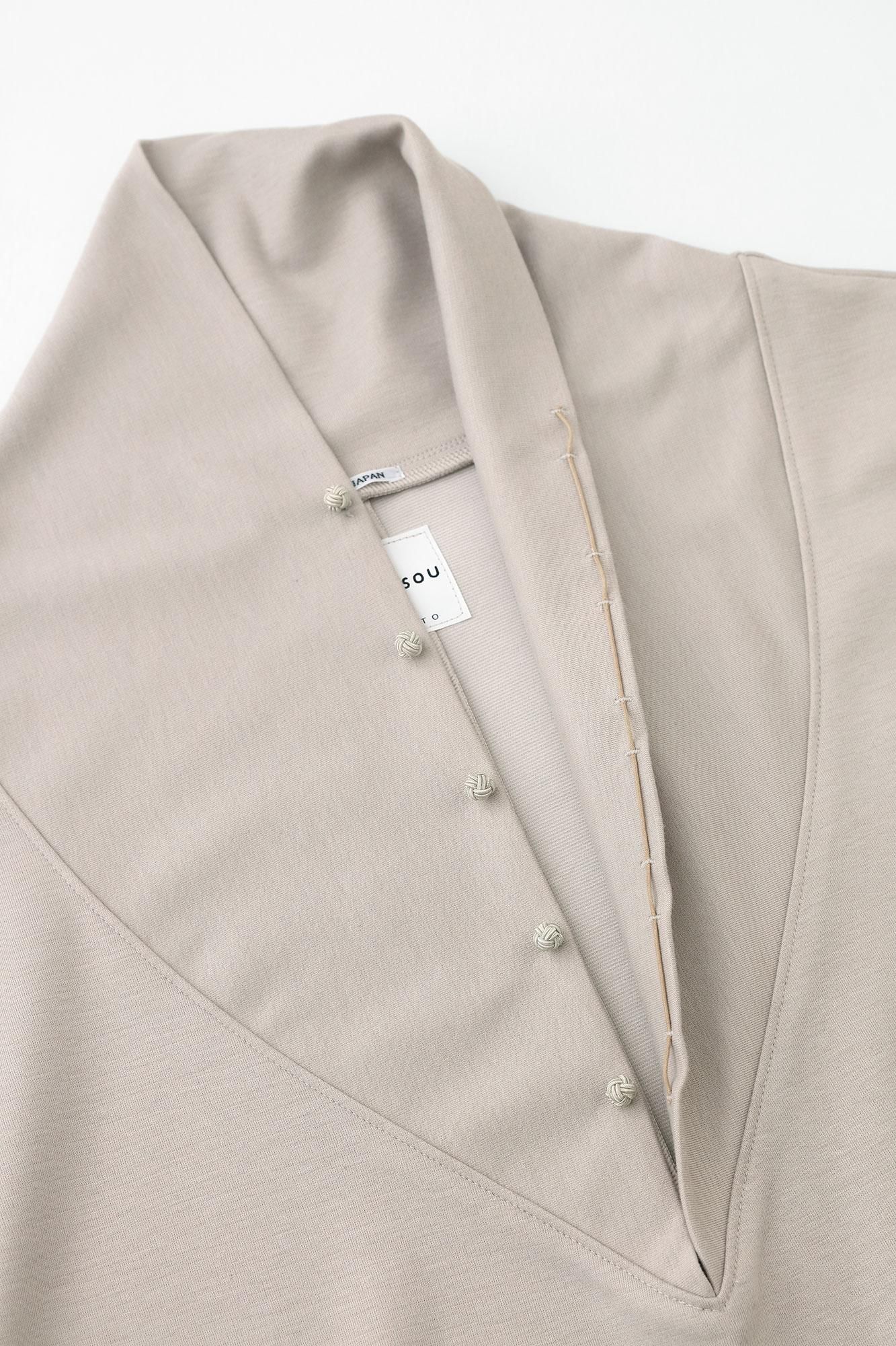 羊毛混紡 雙面編 太夫背心洋裝／灰白色