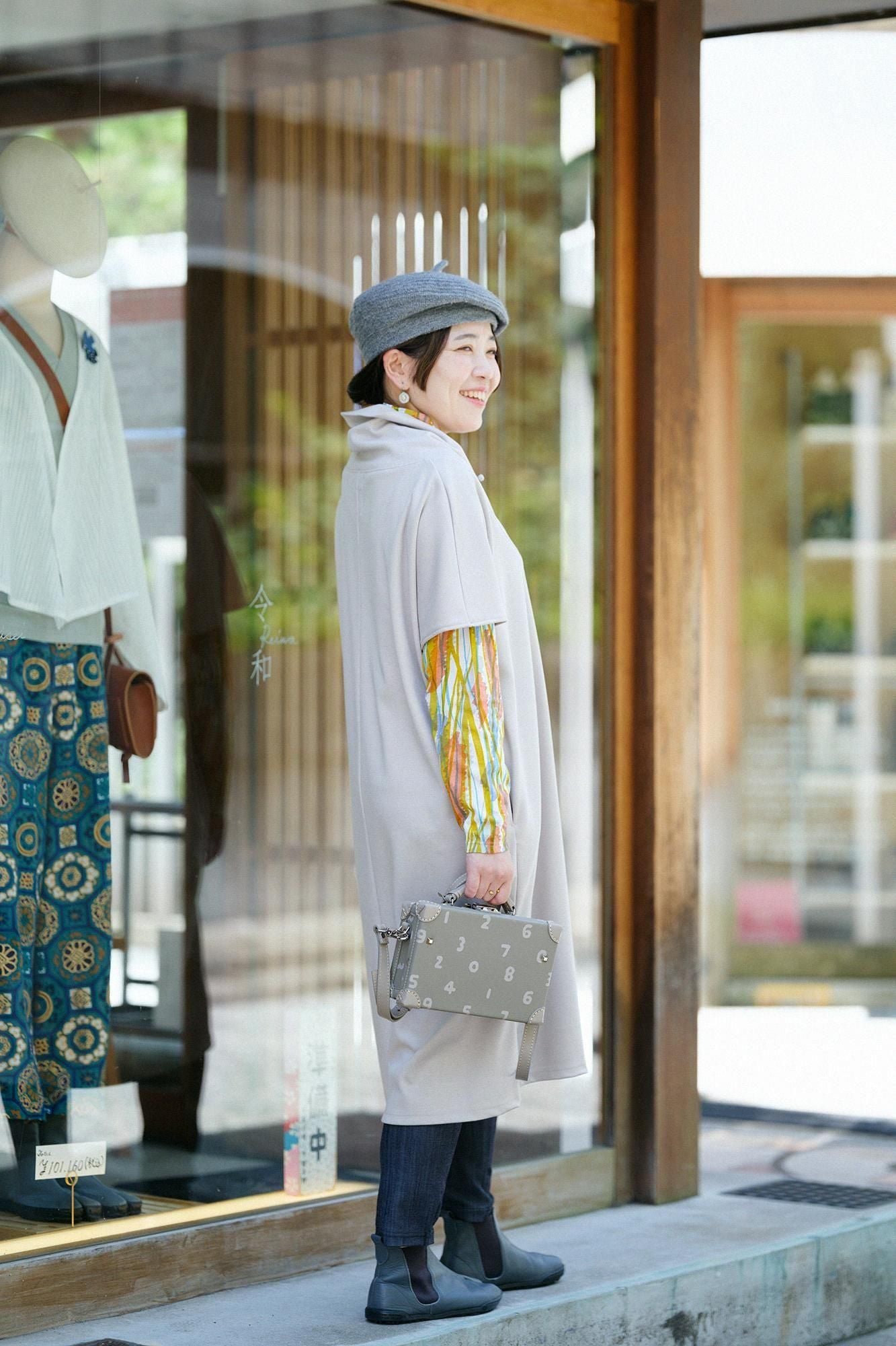 羊毛混紡 雙面編 太夫背心洋裝／灰白色