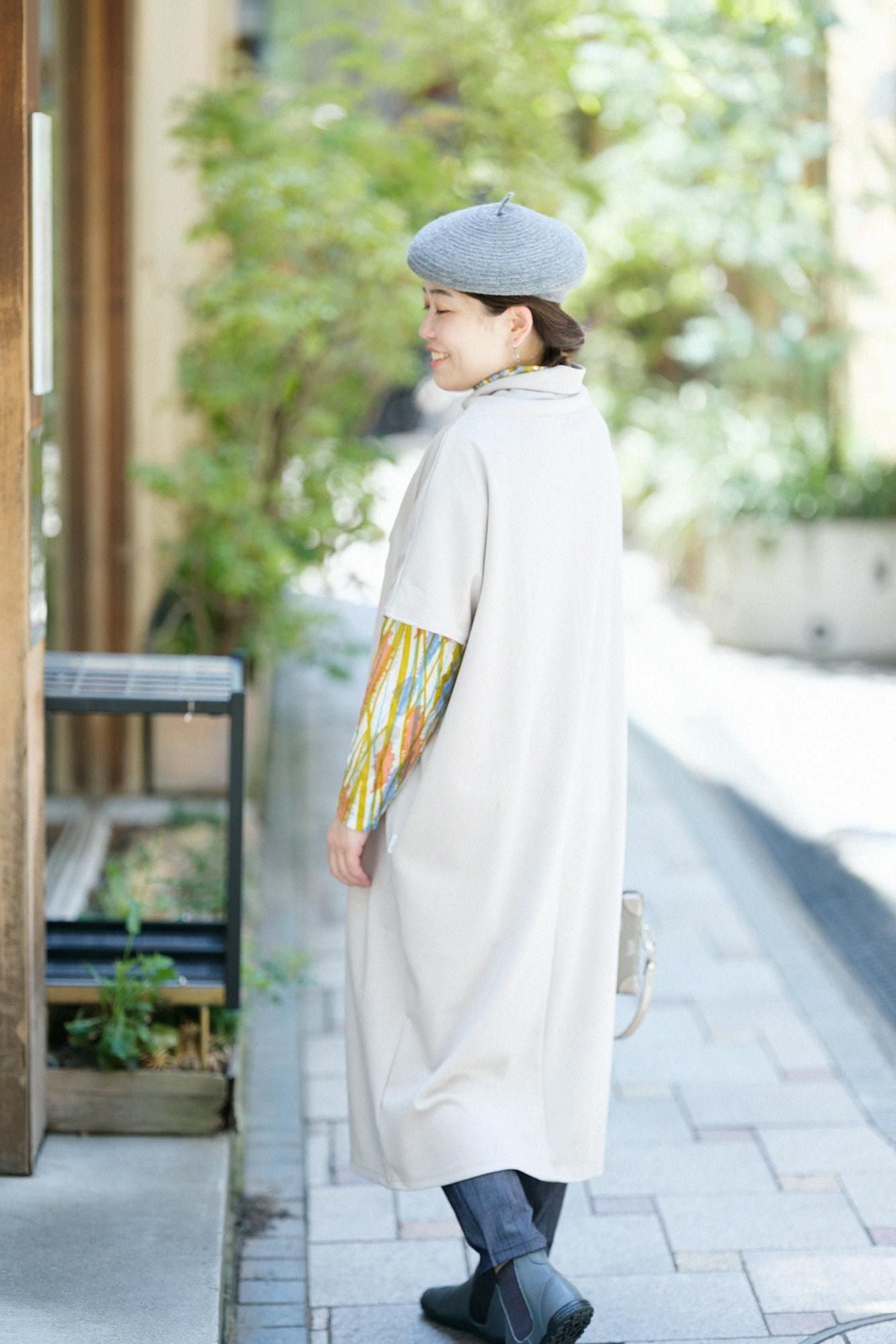 羊毛混紡 雙面編 太夫背心洋裝／灰白色