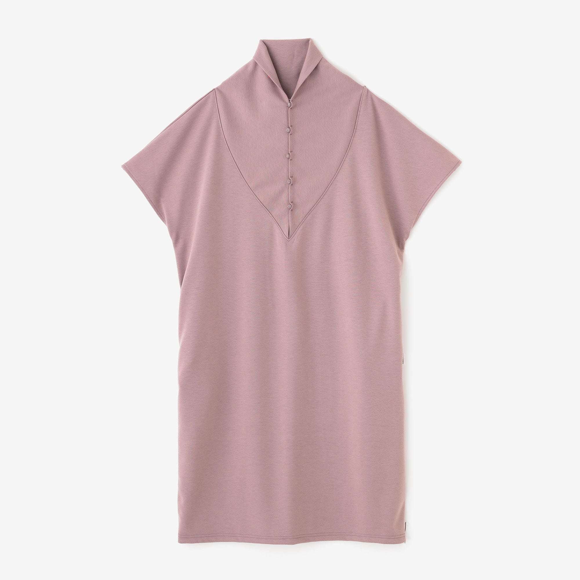 羊毛混紡 雙面編 太夫背心洋裝／藕粉色