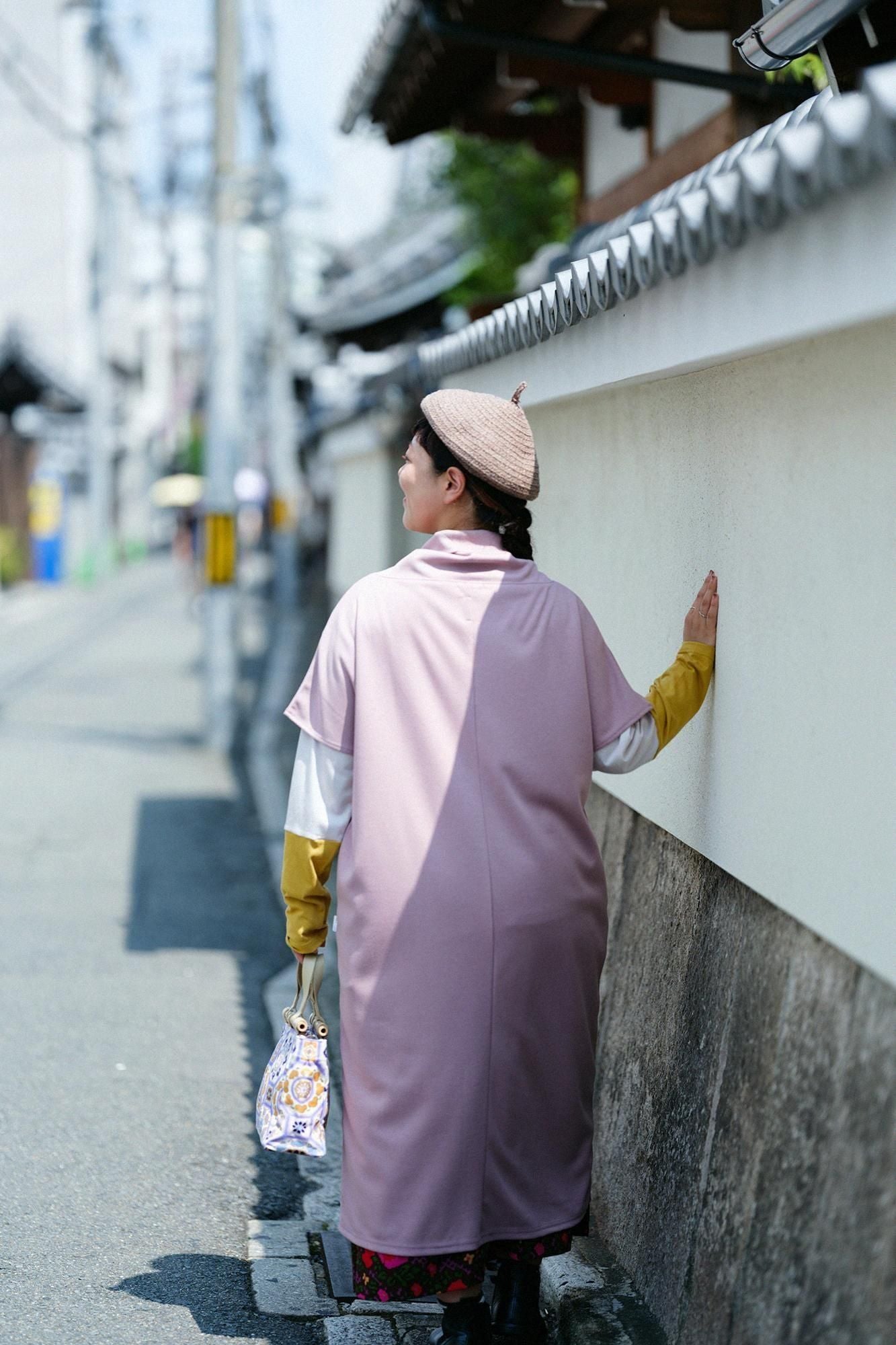 ウール混 両面編（りょうめんあみ） 太夫（たいふ） 一つ身／紅藤鼠（べに