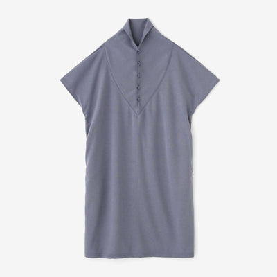 羊毛混紡 雙面編 太夫背心洋裝／灰藍色